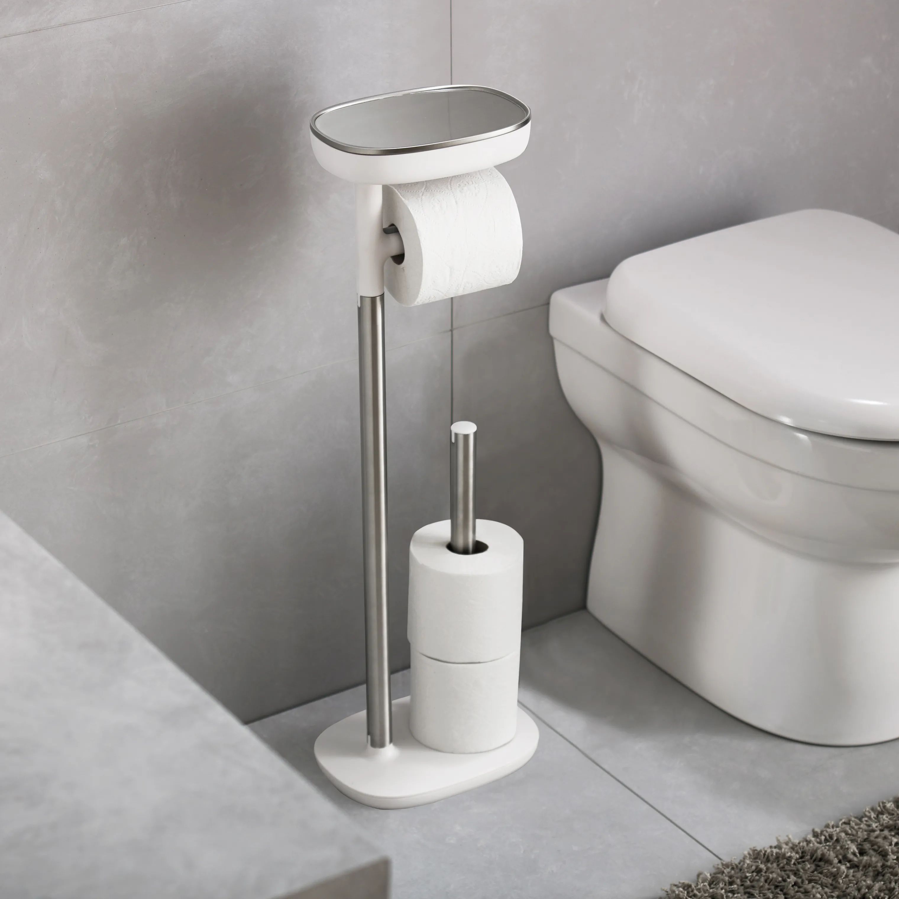 Joseph Joseph Toiletbørster Easystore Toiletpapirholder i hvid;sølv, 68, 3