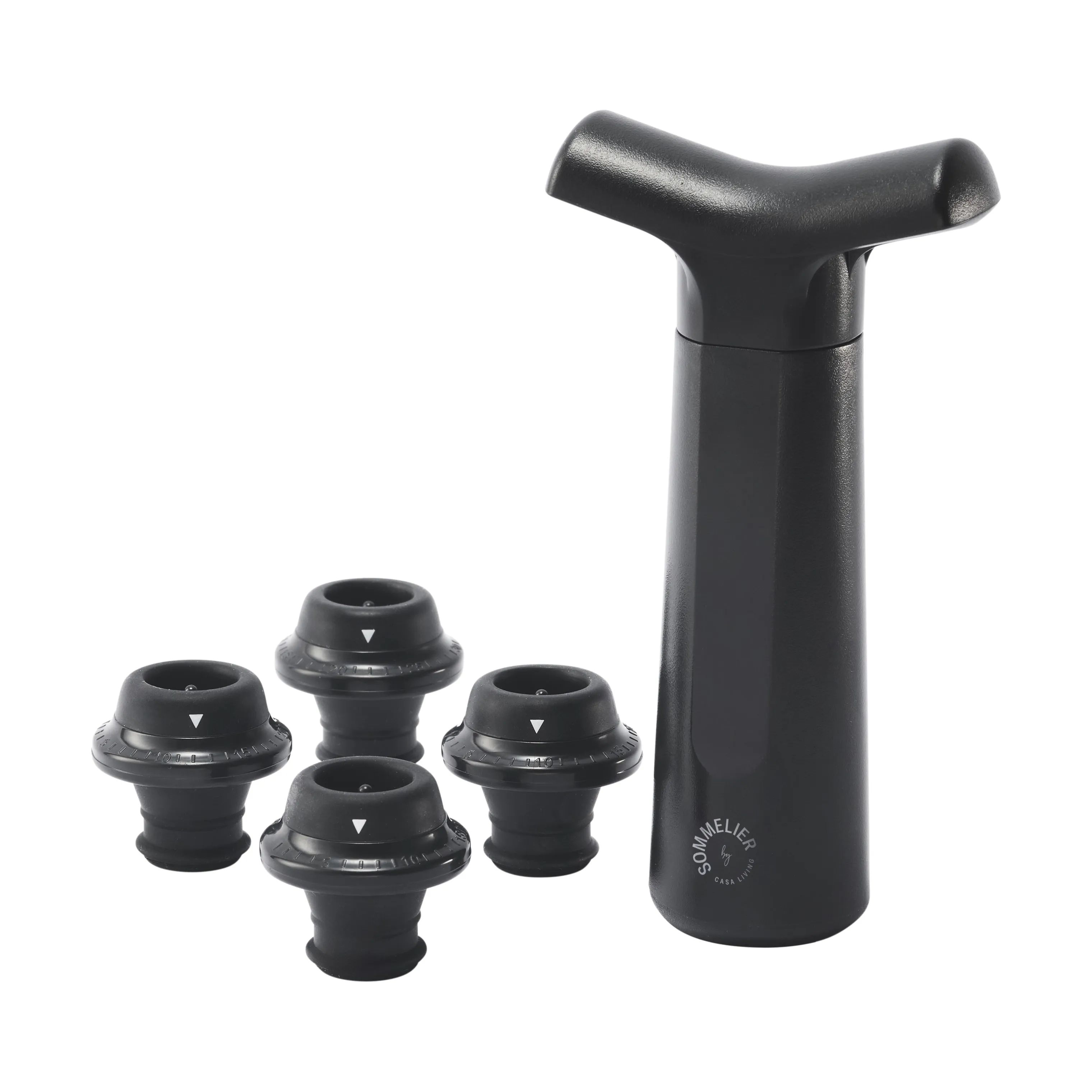 Sommelier by CASA Living Vinpumper Sommelier Vakuumpumpesæt - 4 stoppere i sort, 1