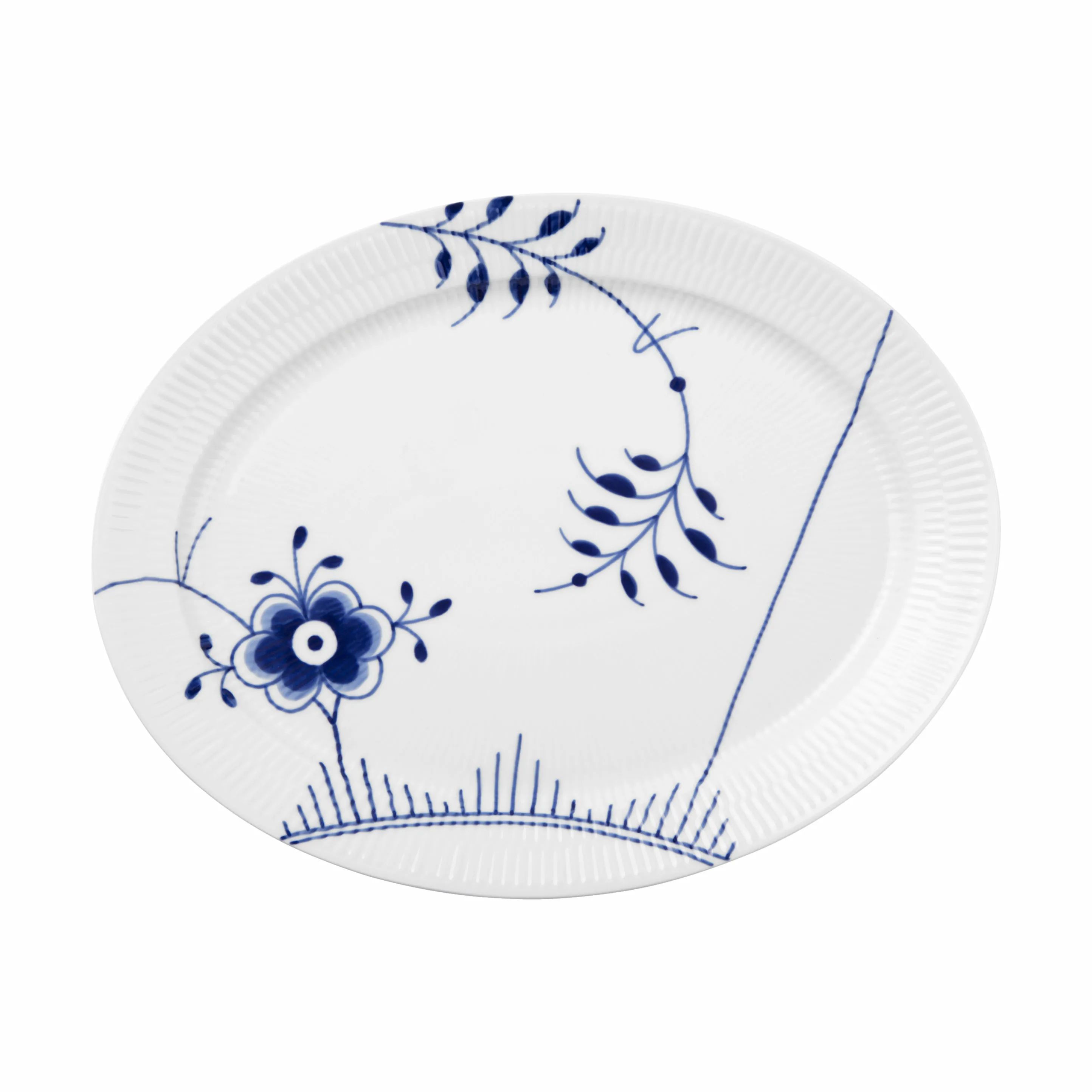 Royal Copenhagen Serveringsfade Blå Mega Riflet Serveringsfad i 35 cm, 1