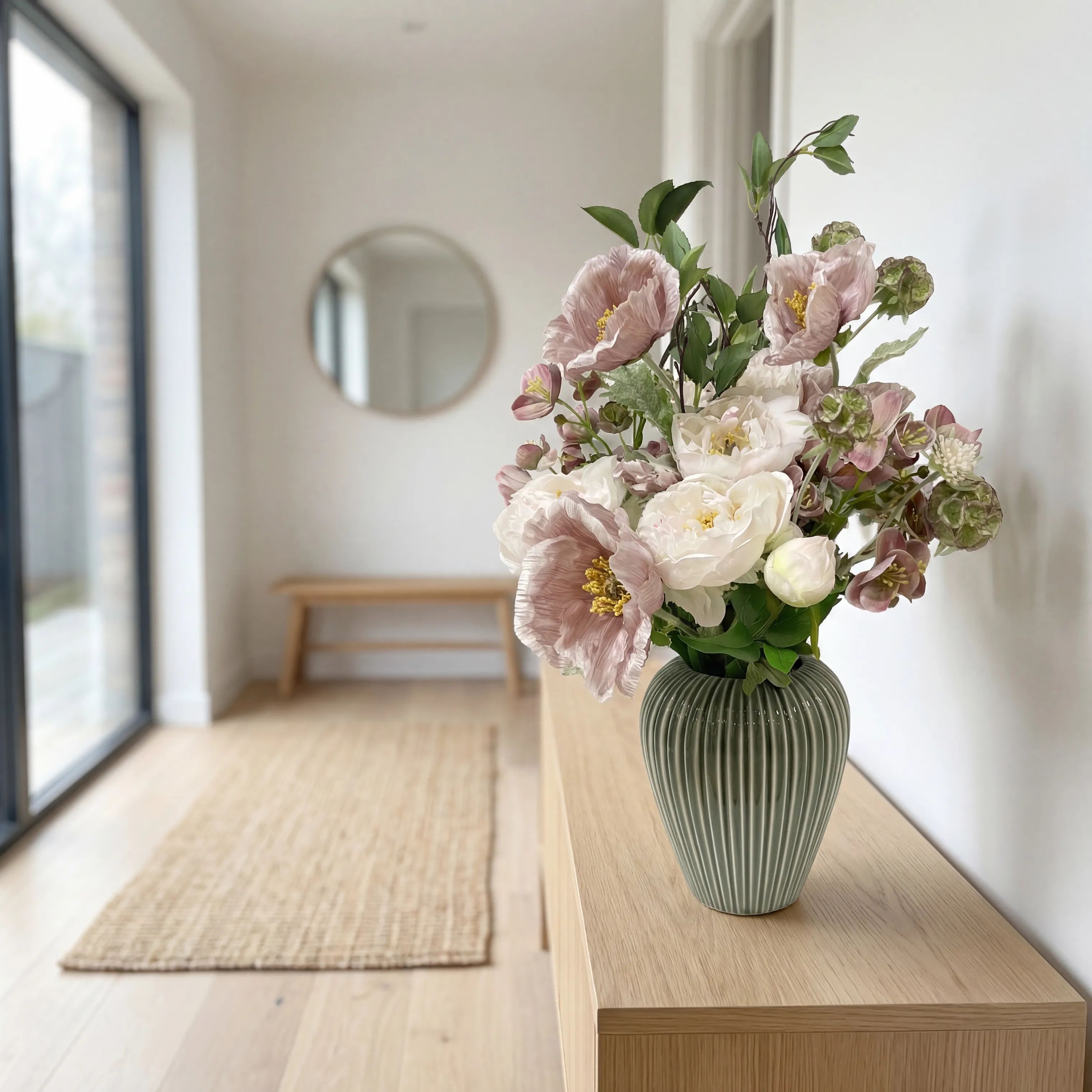 everbloom Kunstige blomster Kunstig Blomsterbuket i Støvet rosa, 5