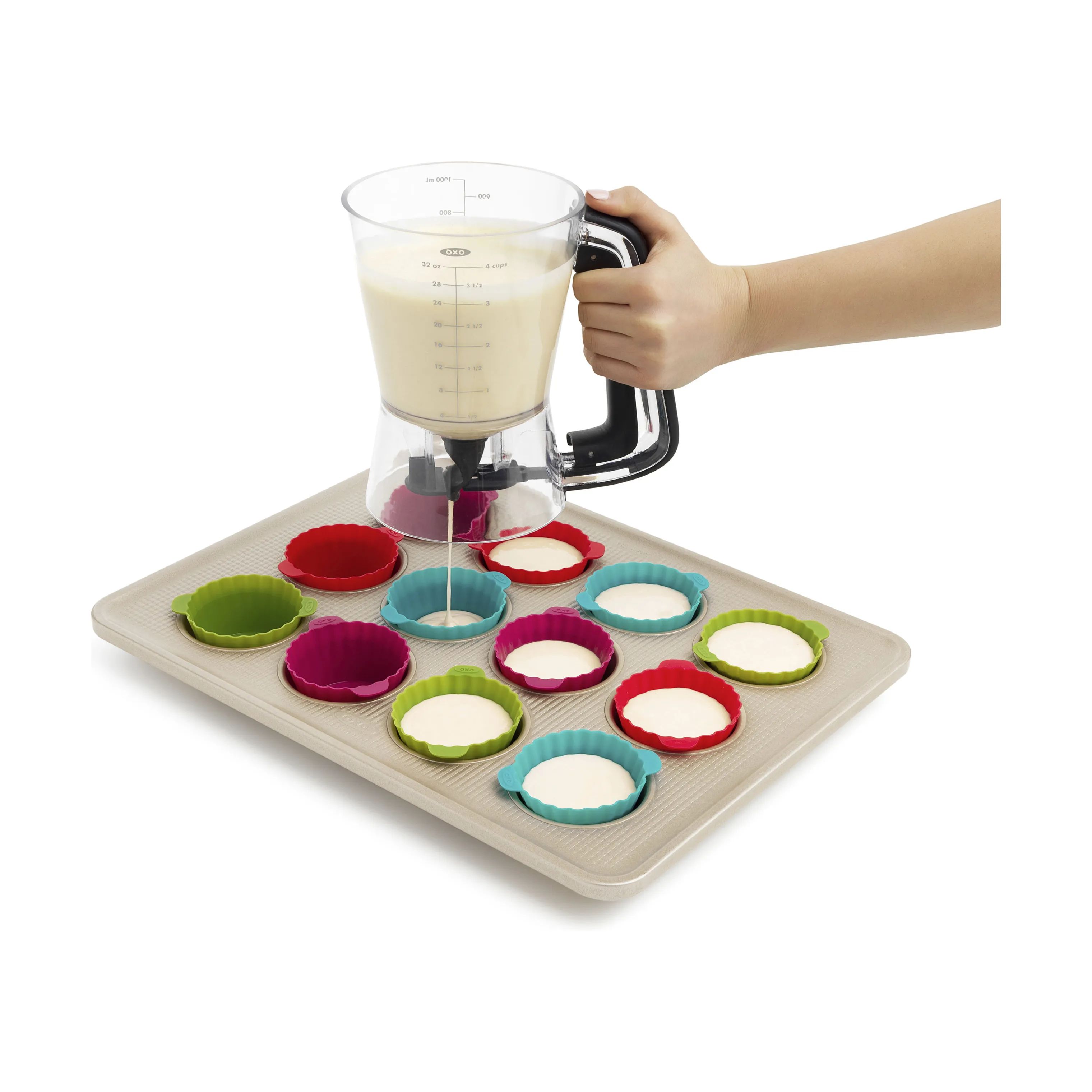 OXO Målekander Good Grips Dejdispenser i Sort/transparent/rød, 7