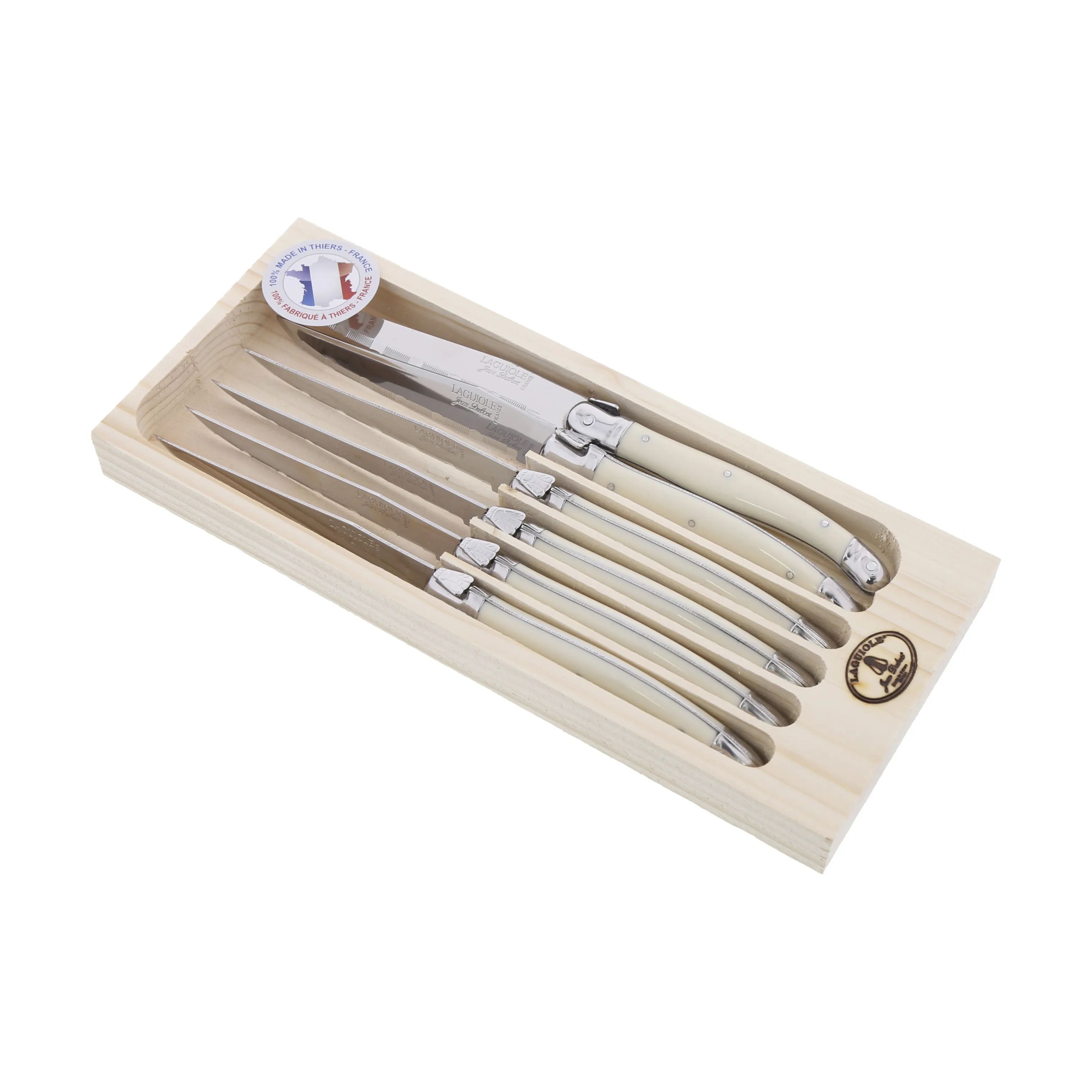 Jean Dubost Bordknive Laguiole Kniv - 6 stk. i Elfenben, 1