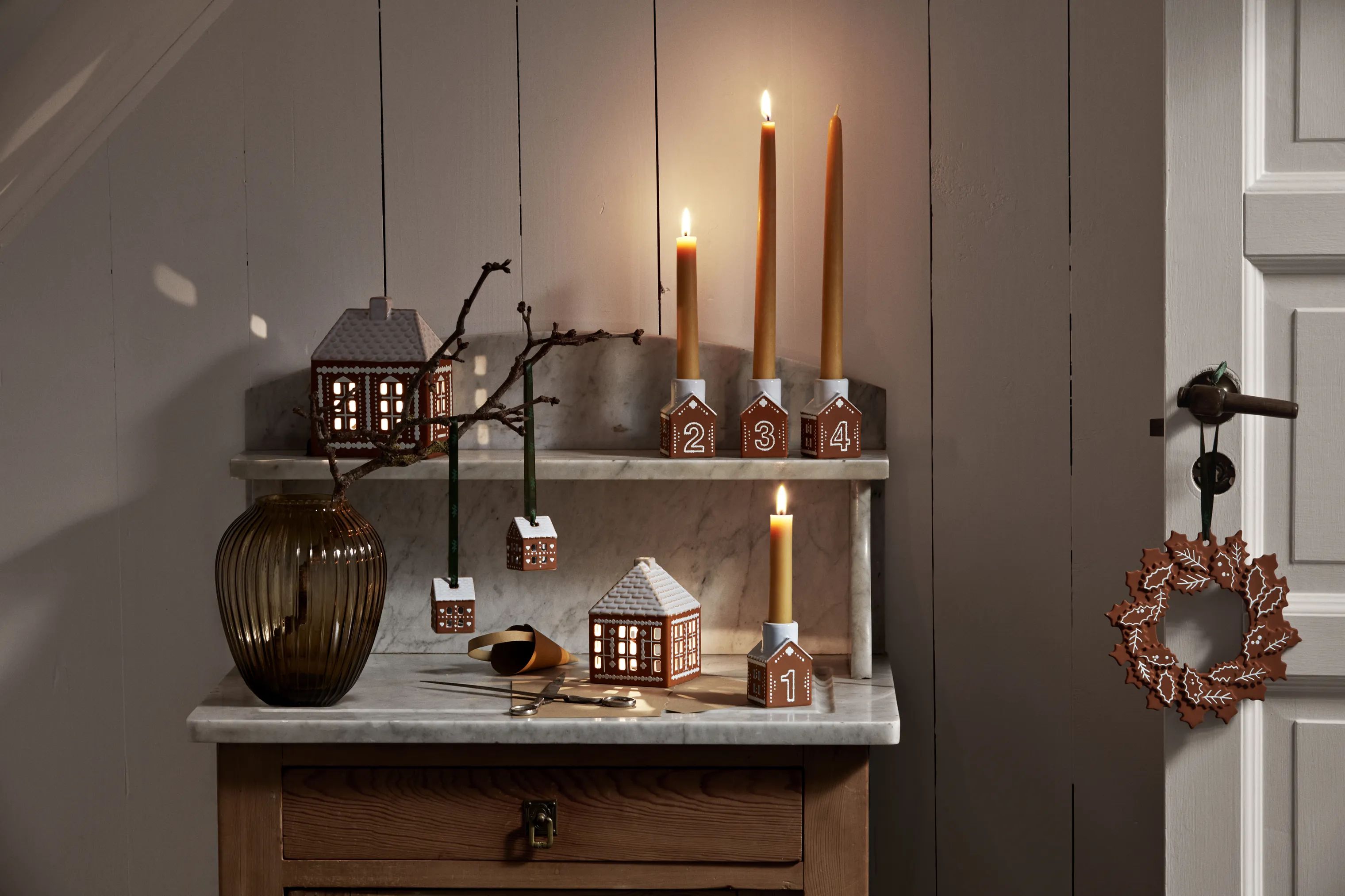 Kähler Juleophæng Gingerbread Julekrans i Brun, 4