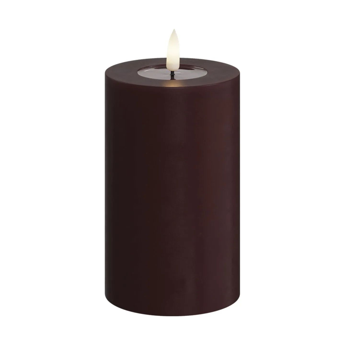Deluxe Homeart LED-lys Real Flame LED Bloklys i Mørk Bourgogne, 12,5 cm, 1