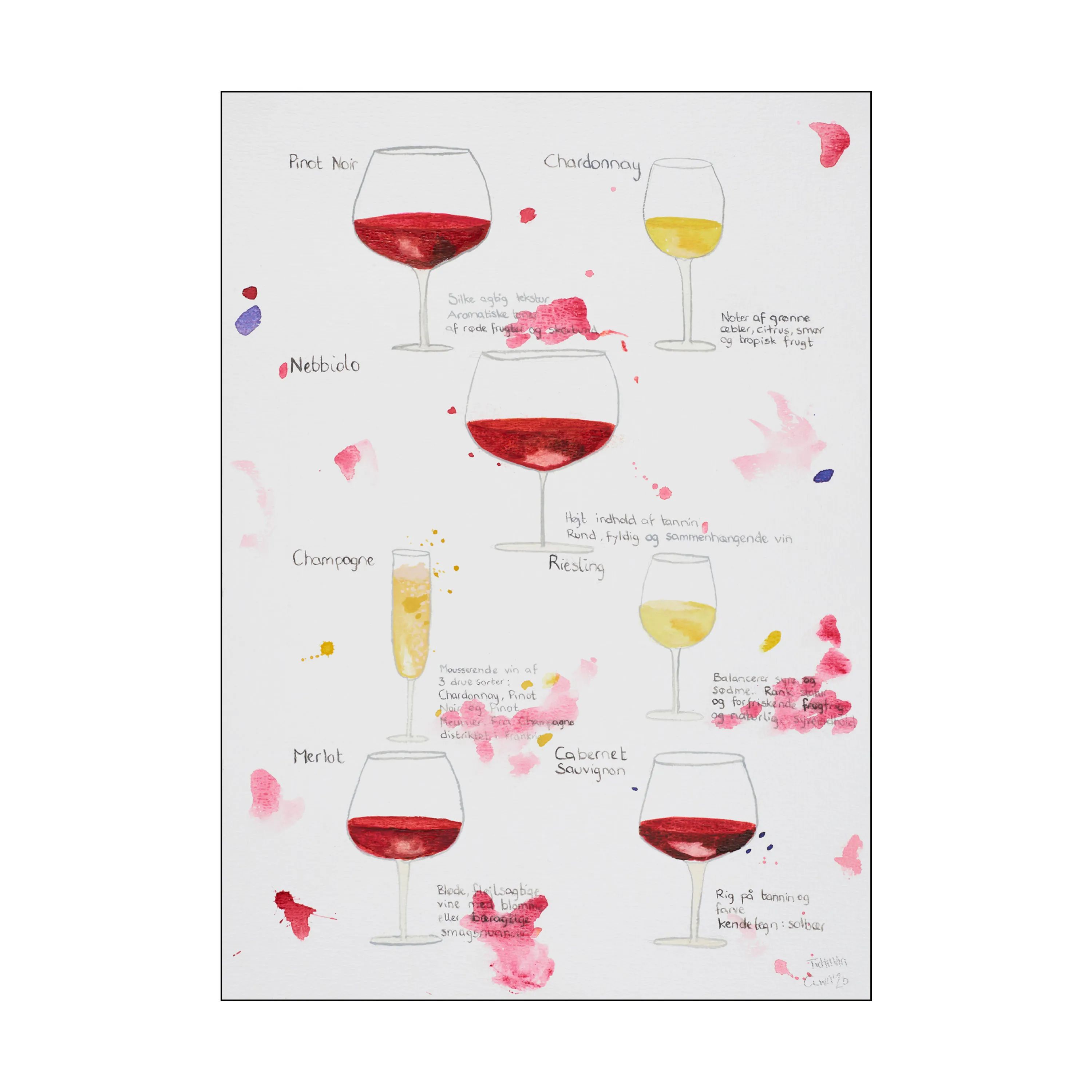 Poster&Frame Plakater Plakat - Tid Til Vin i Multifarvet, B29,7 x L42 cm, 1