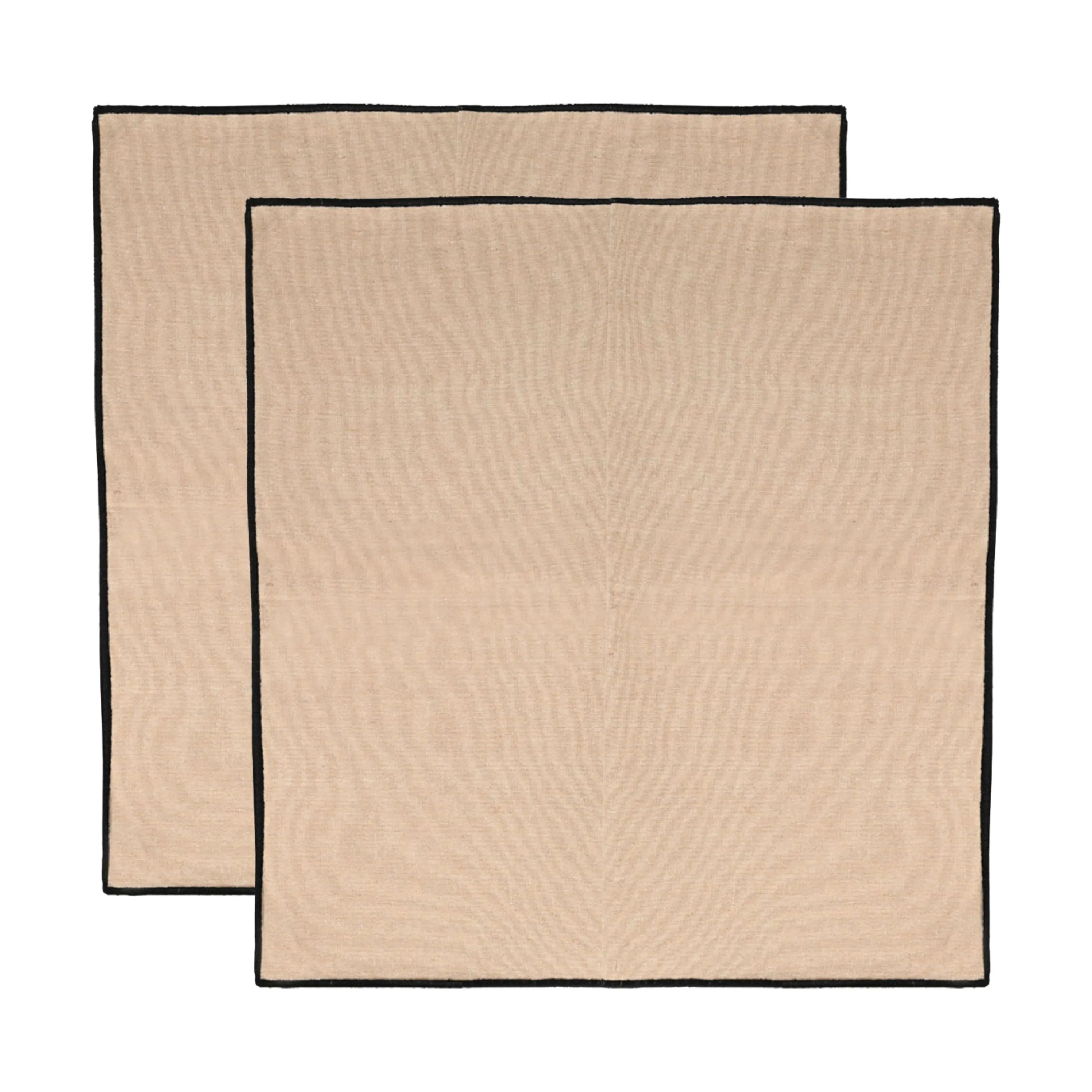 Estia Home Stofservietter Frame Stofserviet - 2 stk. i Beige/sort, 1