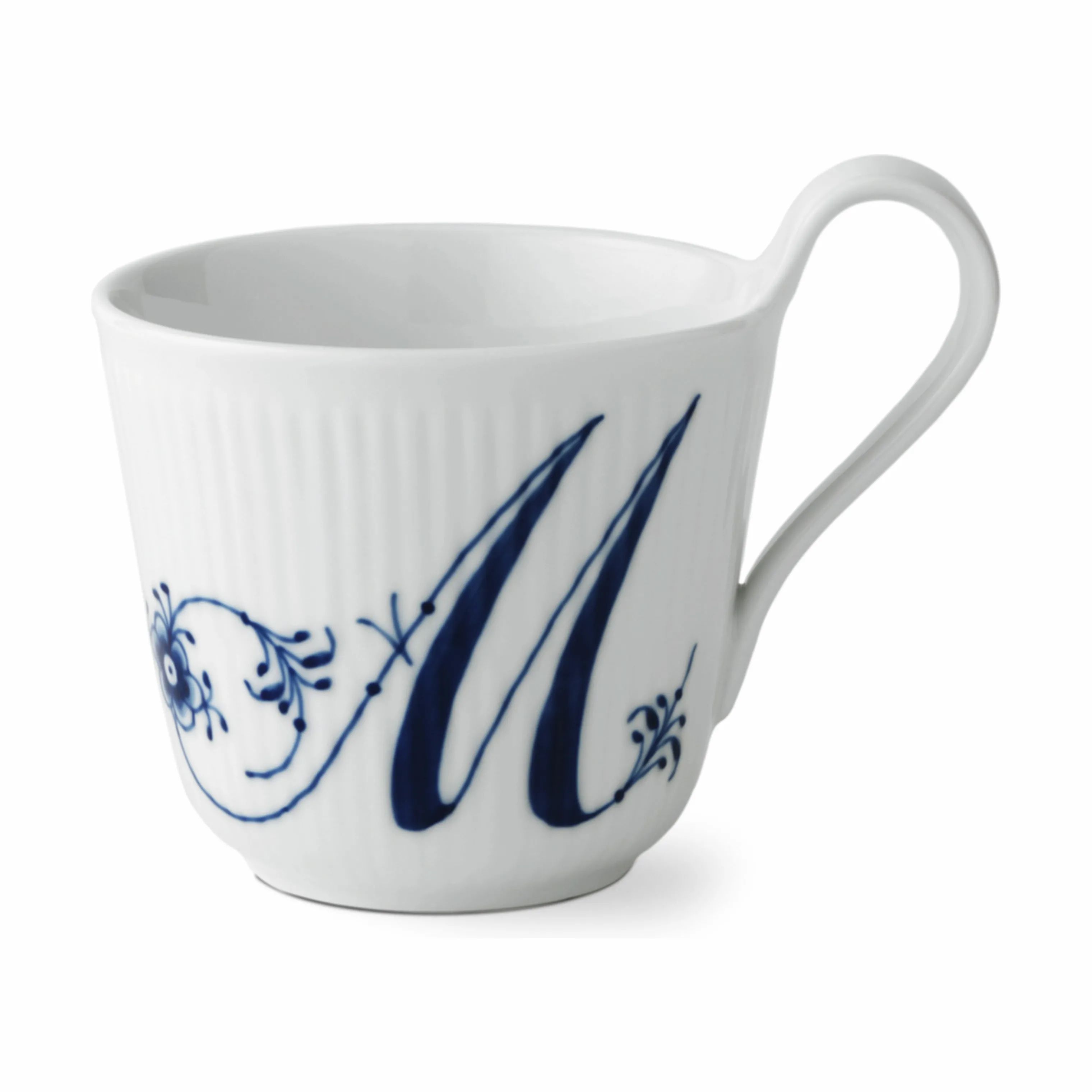 Royal Copenhagen Krus og kopper med hank Alfabet Kollektion Højhankskop - M i M krus, 1