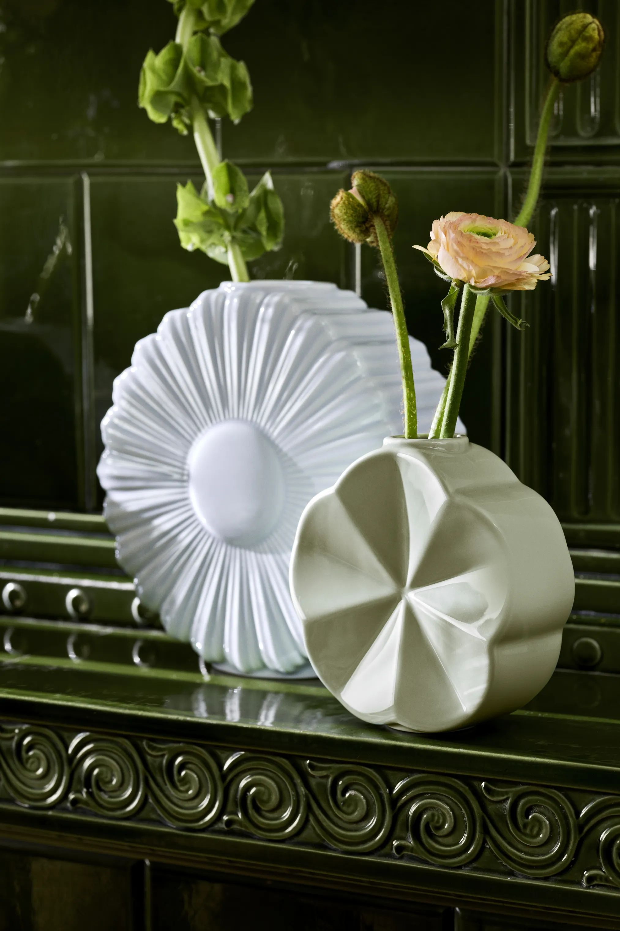 Lyngby Porcelæn Vaser Flower Vase - Snerle i Grøn, 5