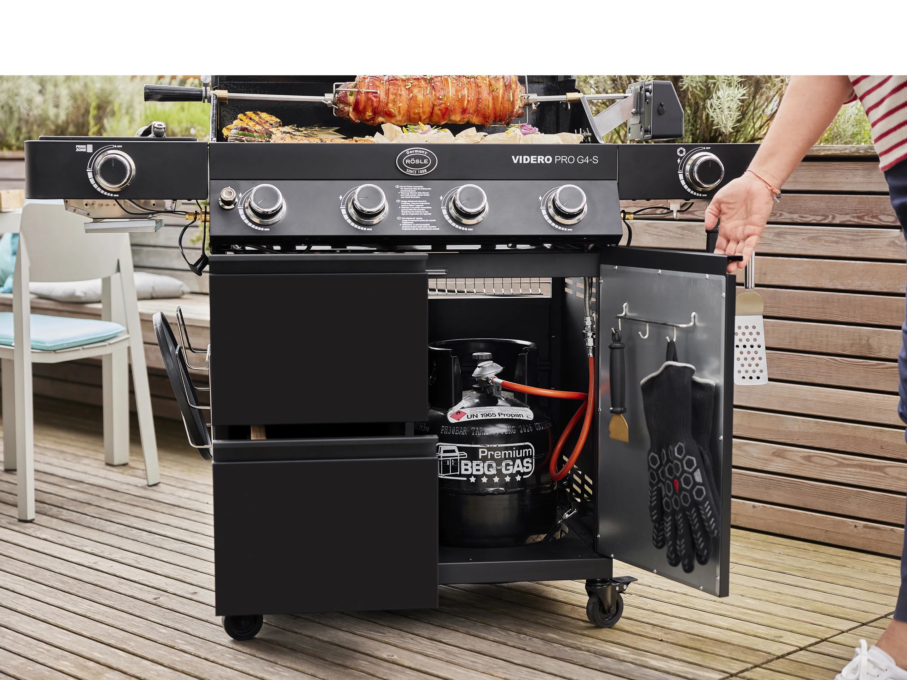 RÖSLE Gasgrill Videro Pro Gasgrill i Sort, 3