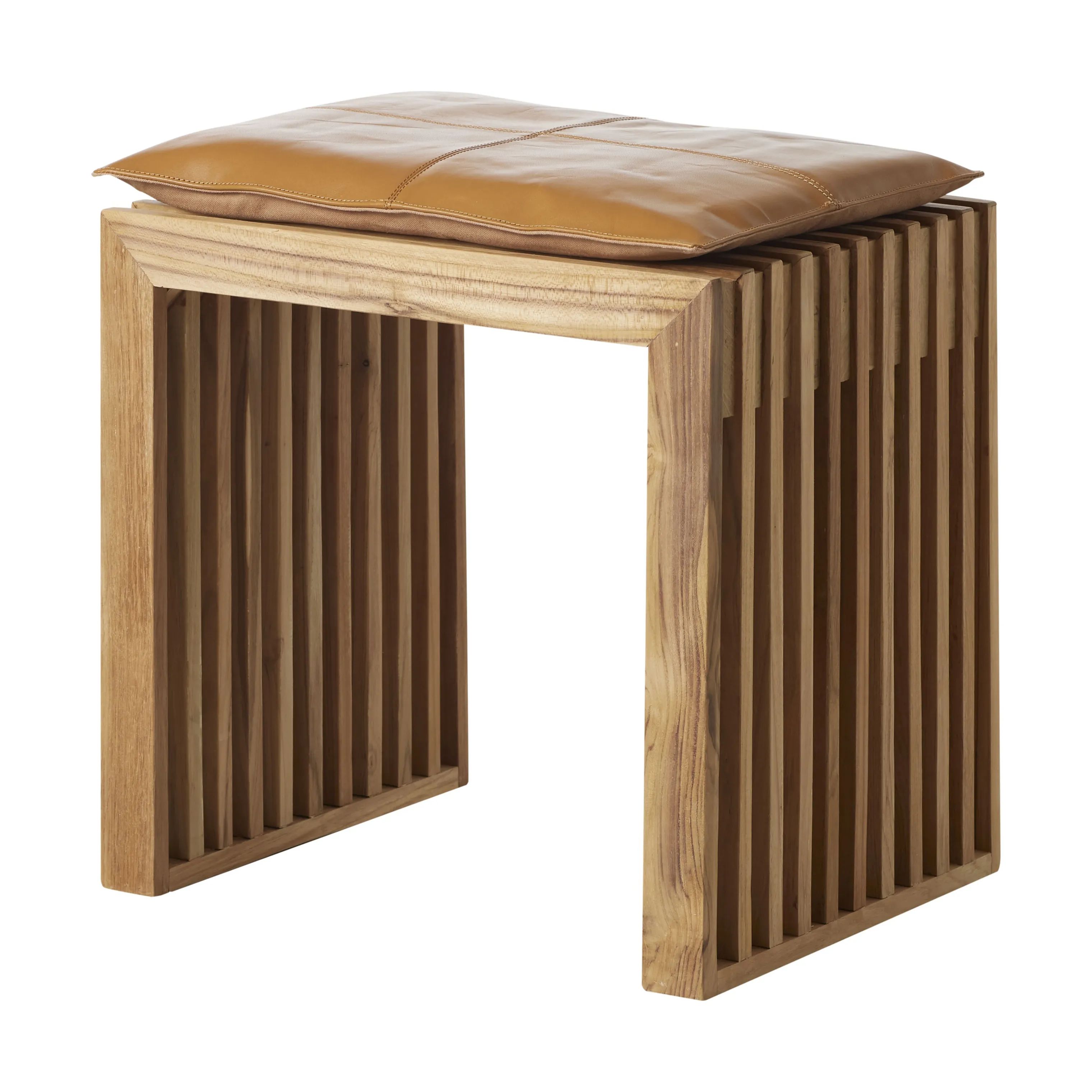 cinas Skamler Rib Skammel inkl. brun hynde i Teak/brun, 1