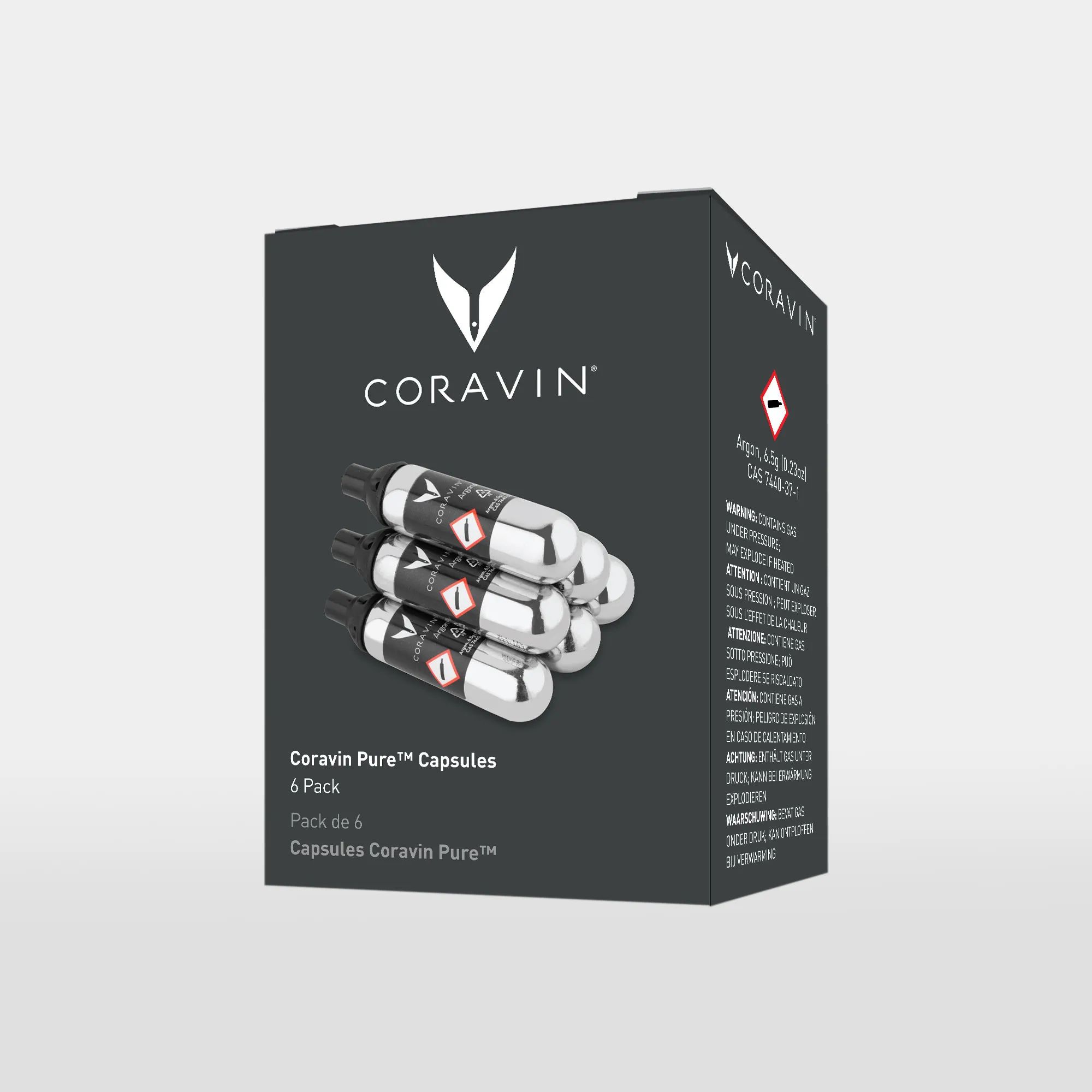 Coravin Vinpumper Pure Gaskapsel - 6 stk. i Sort, 6 stk., 2