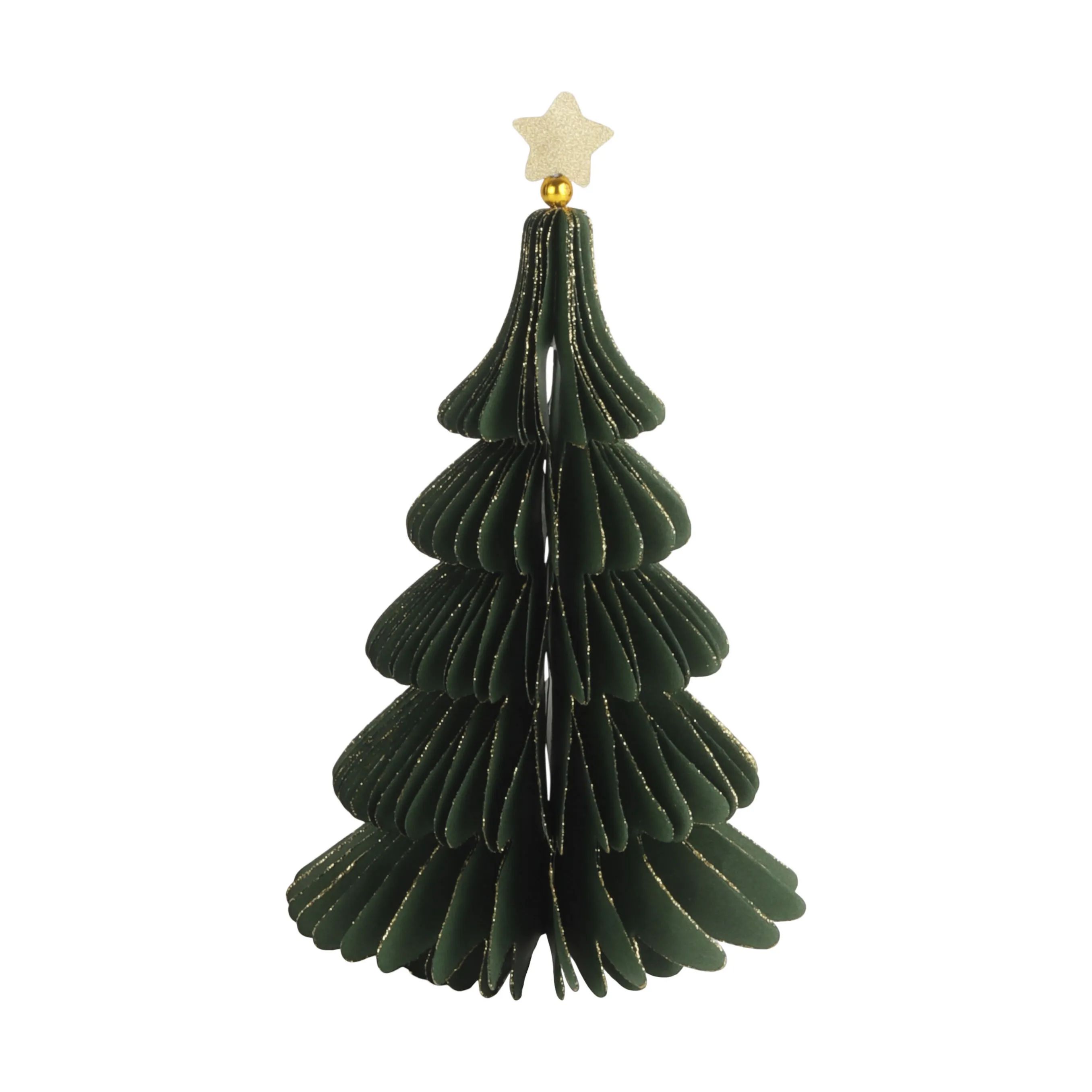 Casa Christmas Julefigurer Papir juletræ i Mørkegrøn, 21 cm, 1