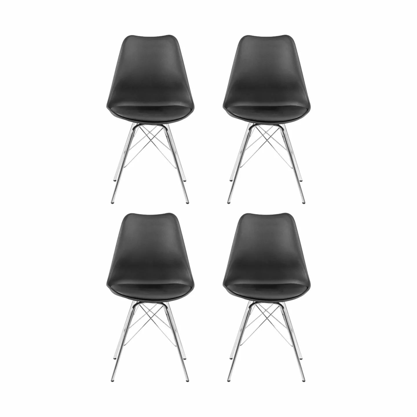 CASA Living Spisebordsstole Eris Spisebordsstol - 4 stk. i sort/krom, 1