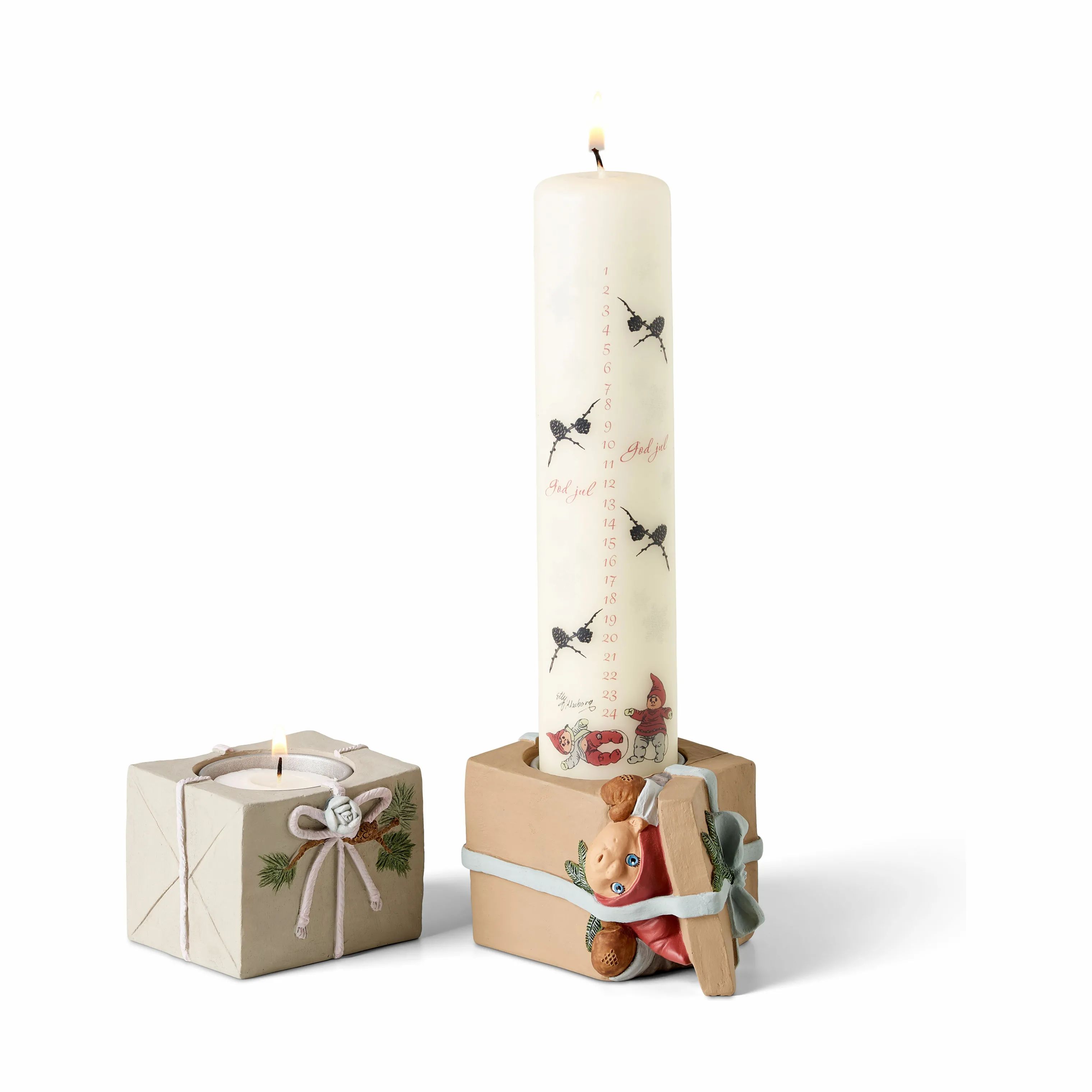 Klarborg Jule- og adventsstager Fyrfadsstage - Nissen Frits - 2 dele i Multifarvet, 5,5 cm, 4