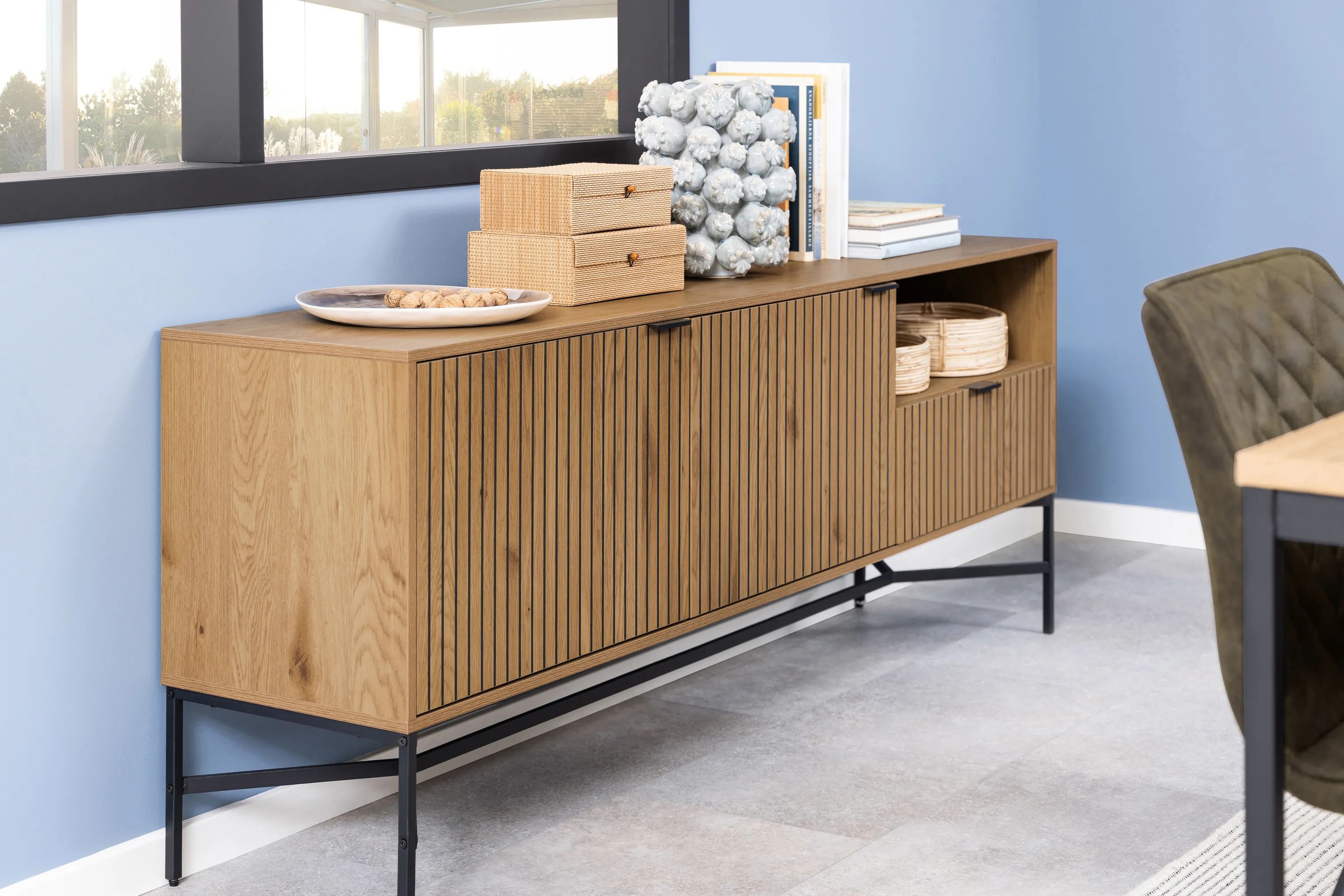 CASA Living Kommoder Jaipur Skænk i Eg/mat sort, 2