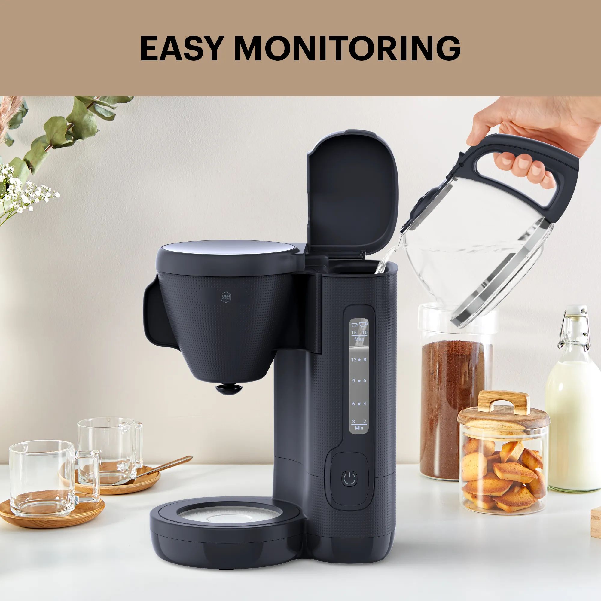 OBH Nordica Kaffemaskiner Morning Kaffemaskine i Sort, 5
