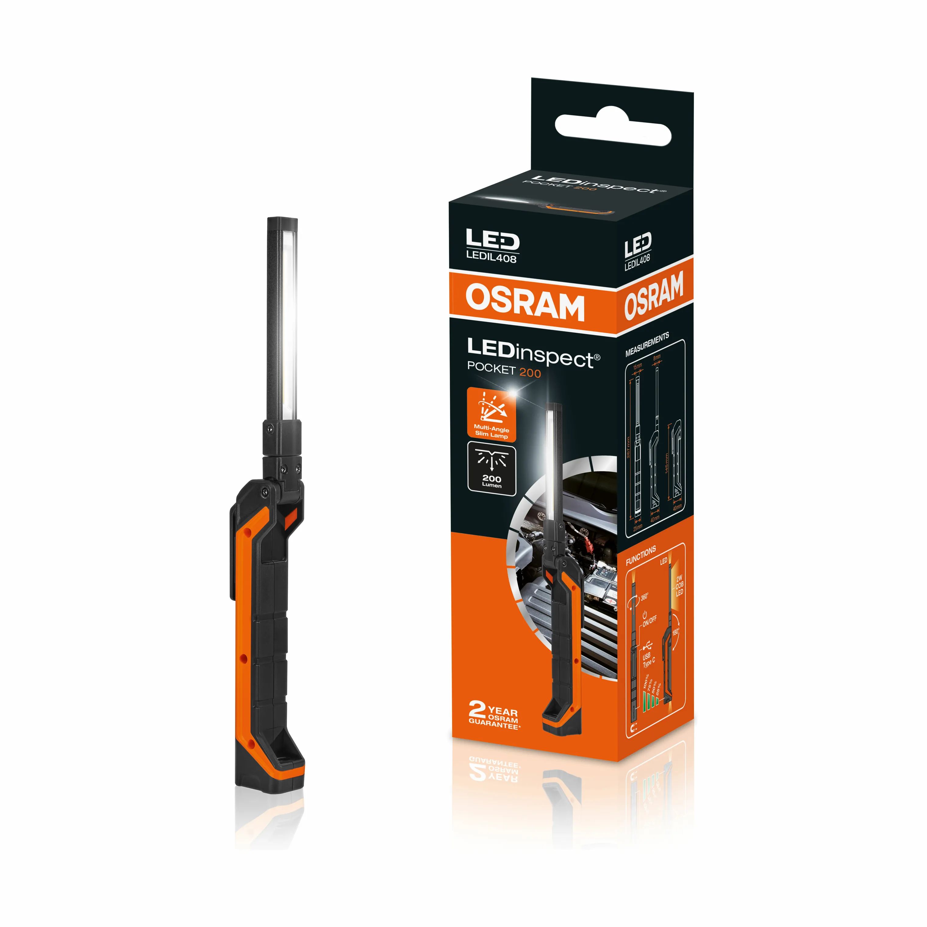 OSRAM Lommelygter LEDinspect Pocket Arbejdslampe i sort/orange, 1