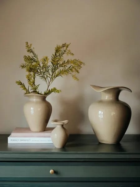 Broste Copenhagen Vaser Florentina Vase i Beige, H22,5 x Ø16 cm, 3