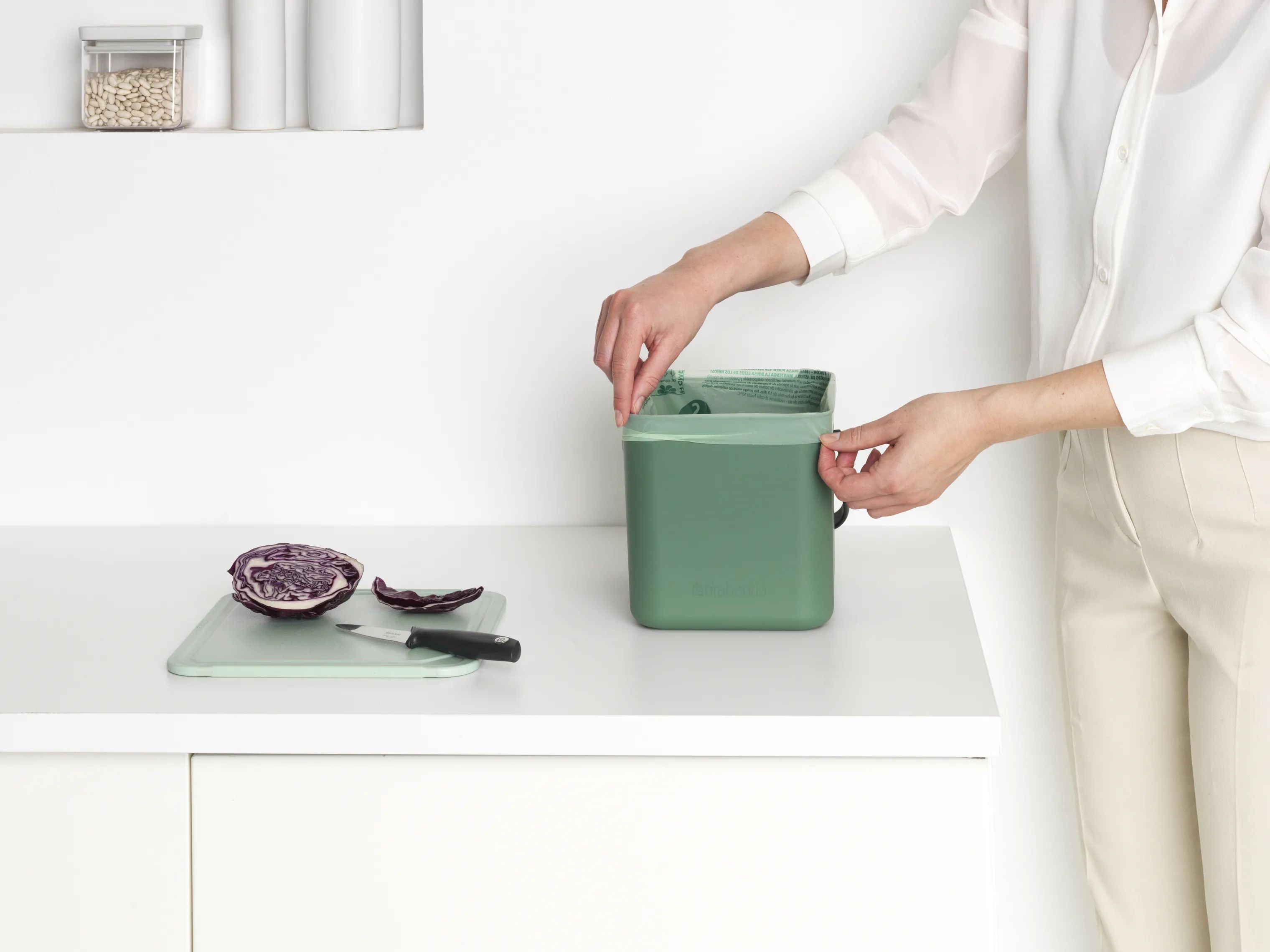 Brabantia Spande uden pedal Sort & Go Affaldsspand i Grøn, 6 L, 5