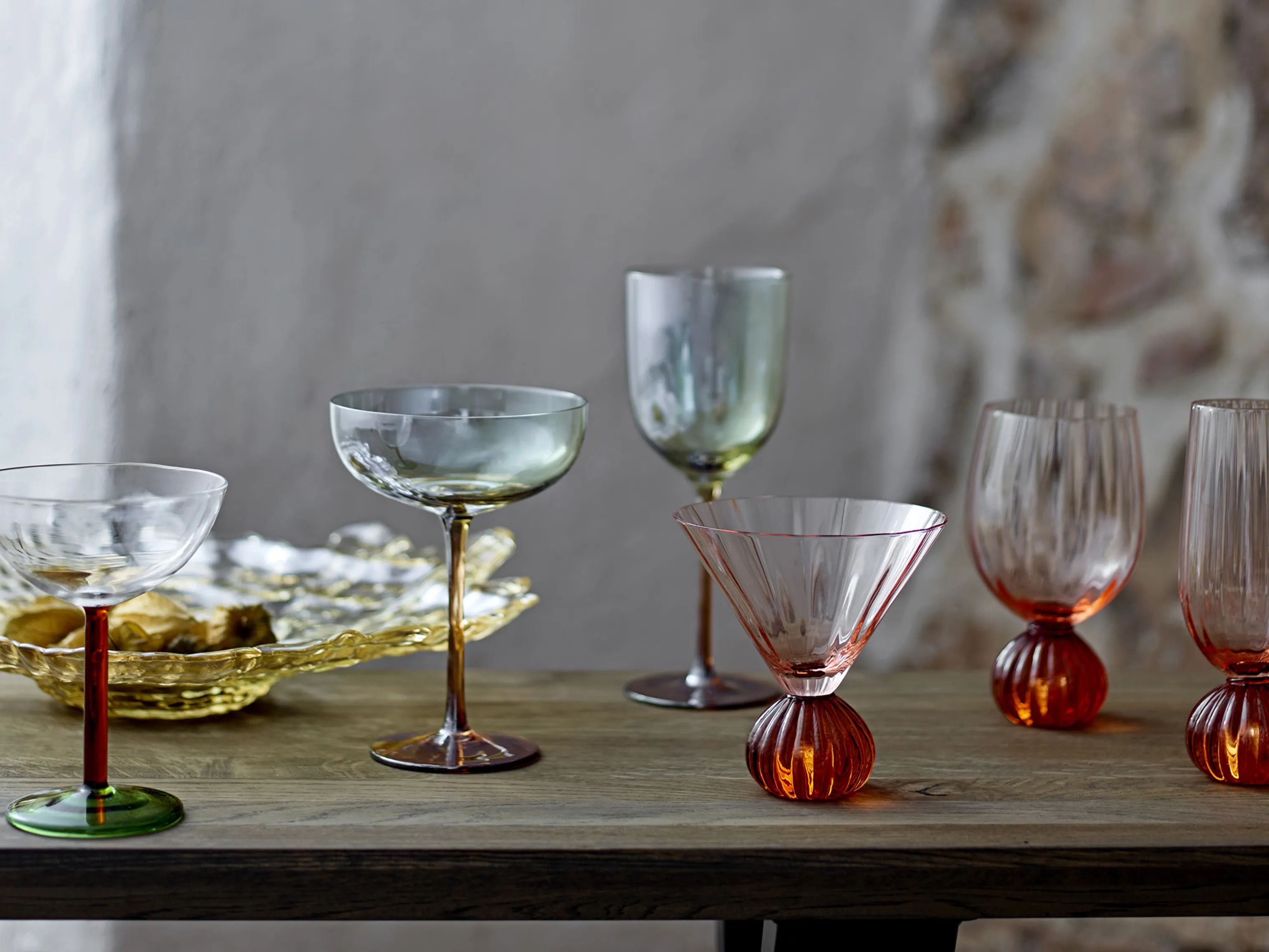 Bloomingville Hvidvinsglas Taurin Vinglas i Lyserød, 2