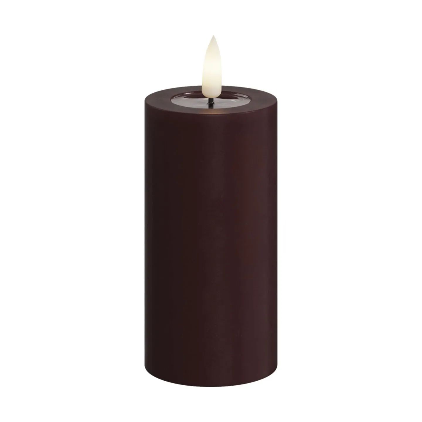 Deluxe Homeart LED-lys Real Flame LED Bloklys i Mørk bourgogne, 10 cm, 1