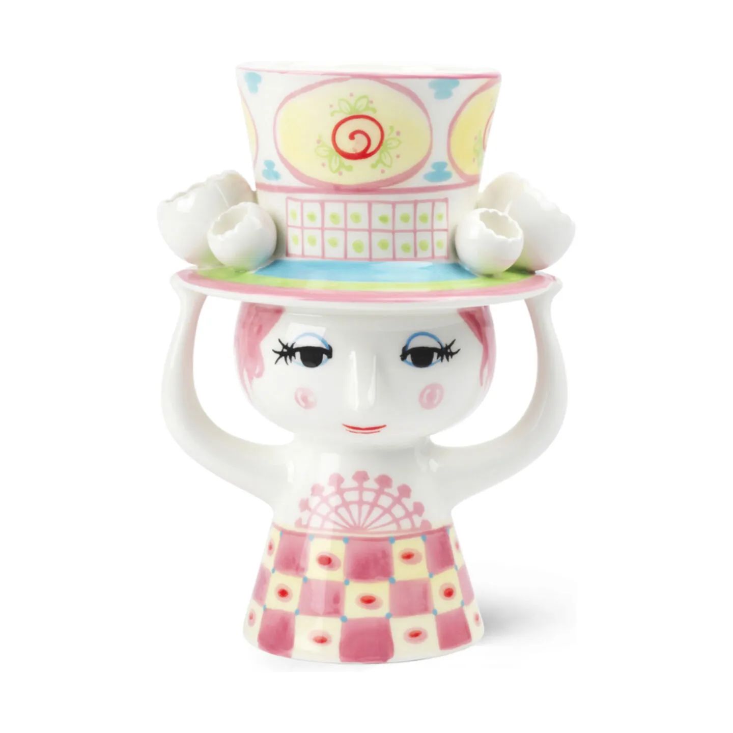 Bjørn Wiinblad Vaser Lady With Hat Vase i Pink/Gul, 1