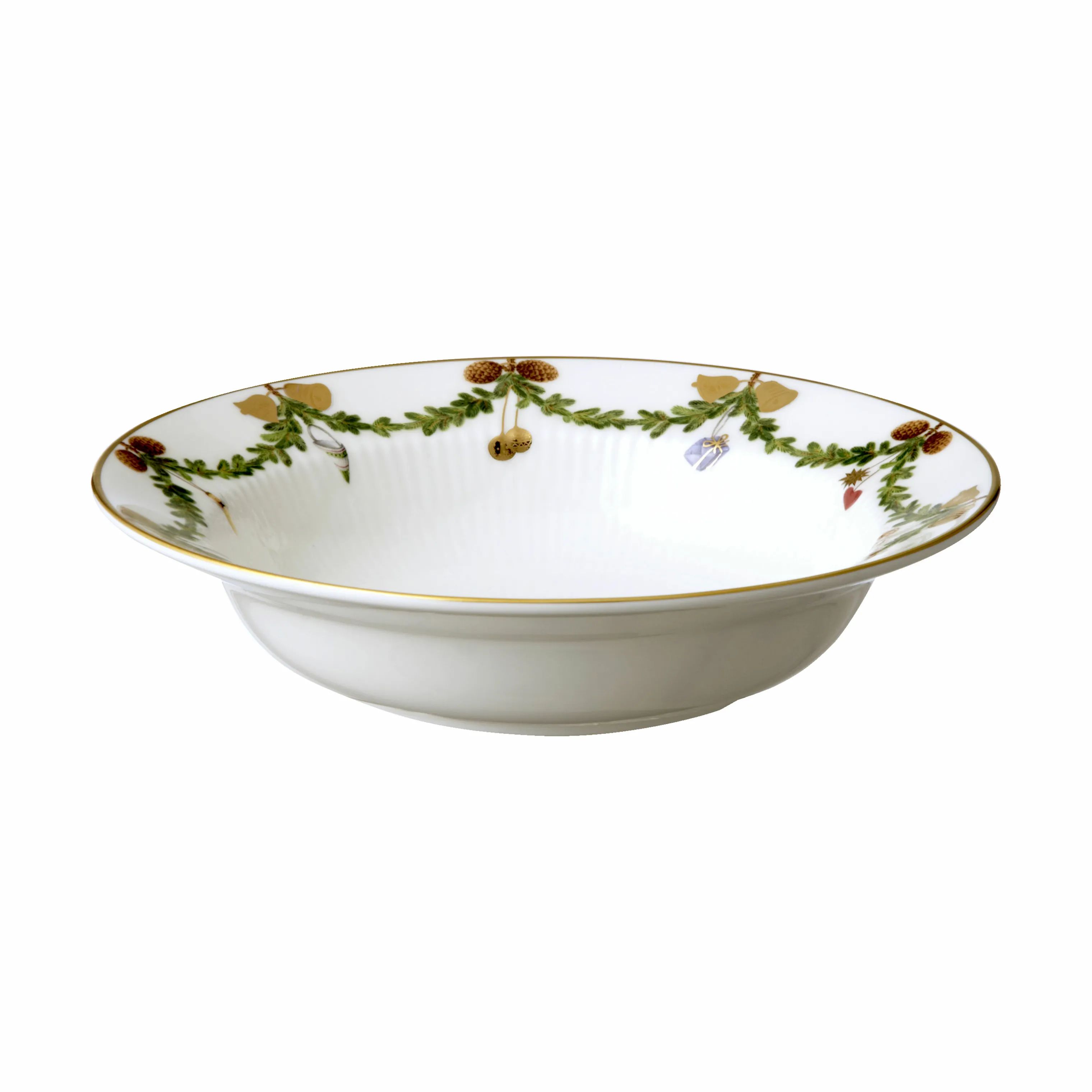 Royal Copenhagen Dybe tallerkener Stjerne Riflet Jul Dyb tallerken i Grøn/hvid/rød, 17 cm, 4