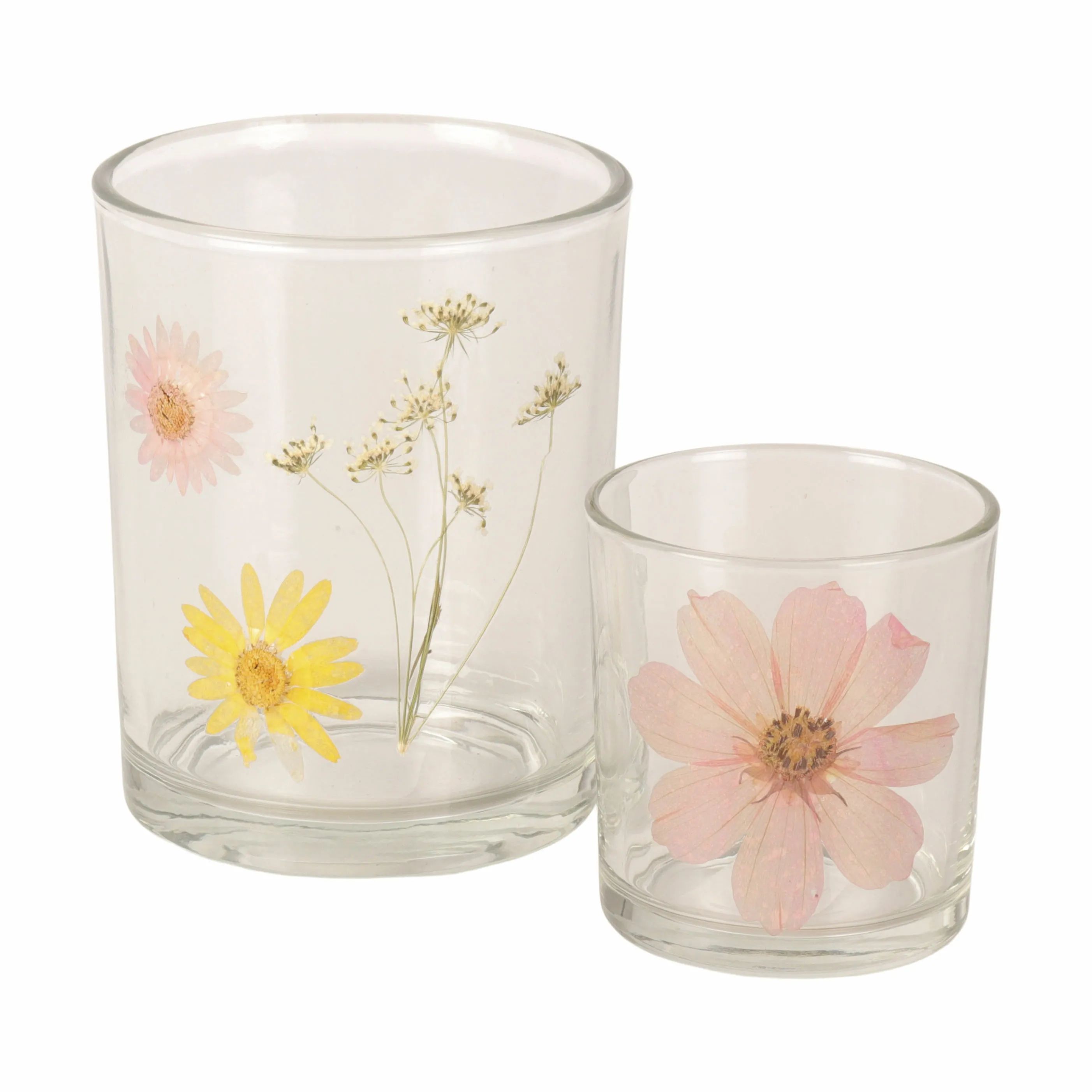 CASA Living Fyrfadsstage Fyrfadsstage m. ægte blomst i Rosa, 8 cm, 3