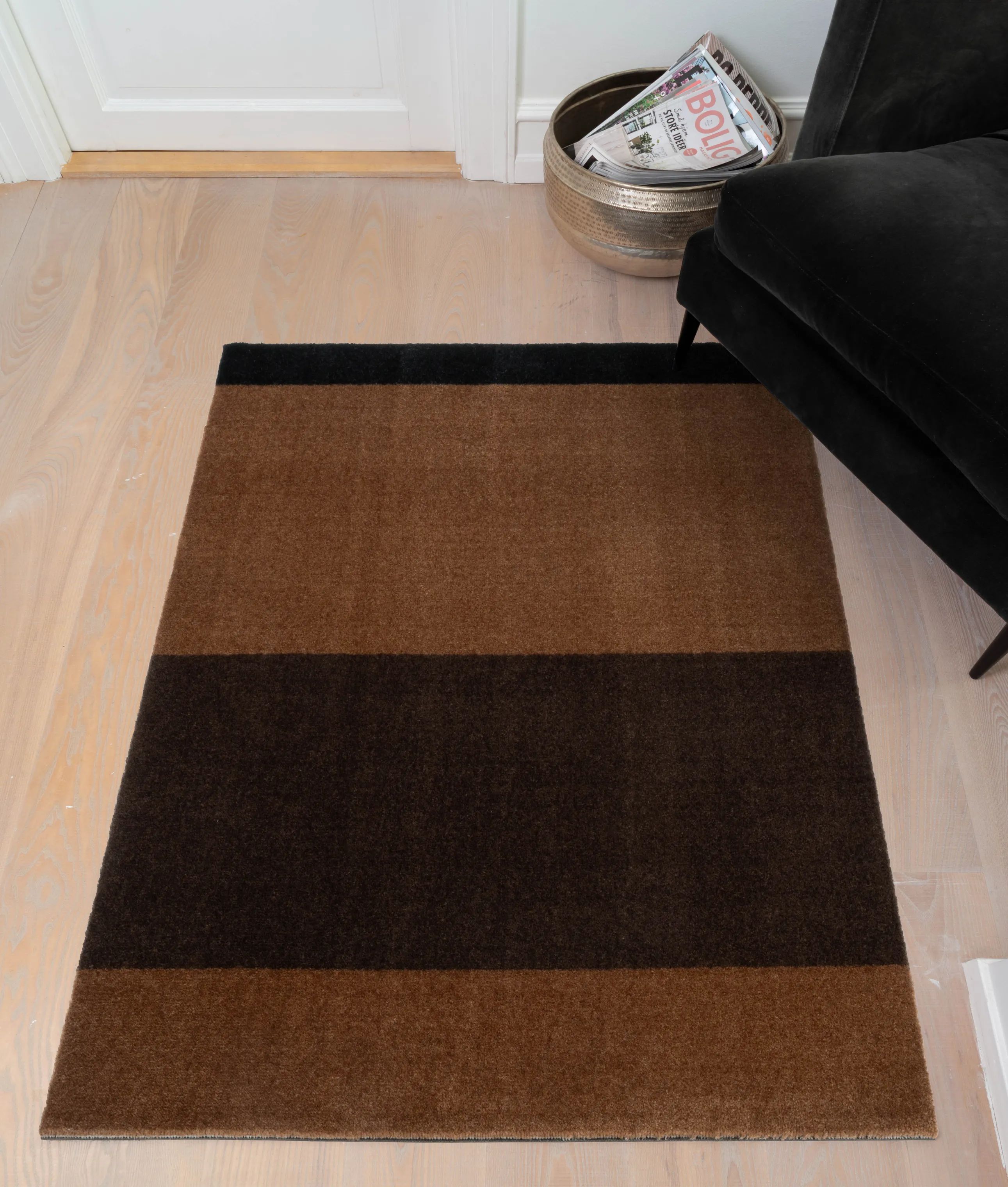 Tica Copenhagen Gulvtæpper Stripes Horisontal Gulvtæppe i brun/cognac/sort, B90 x L130 cm, 3