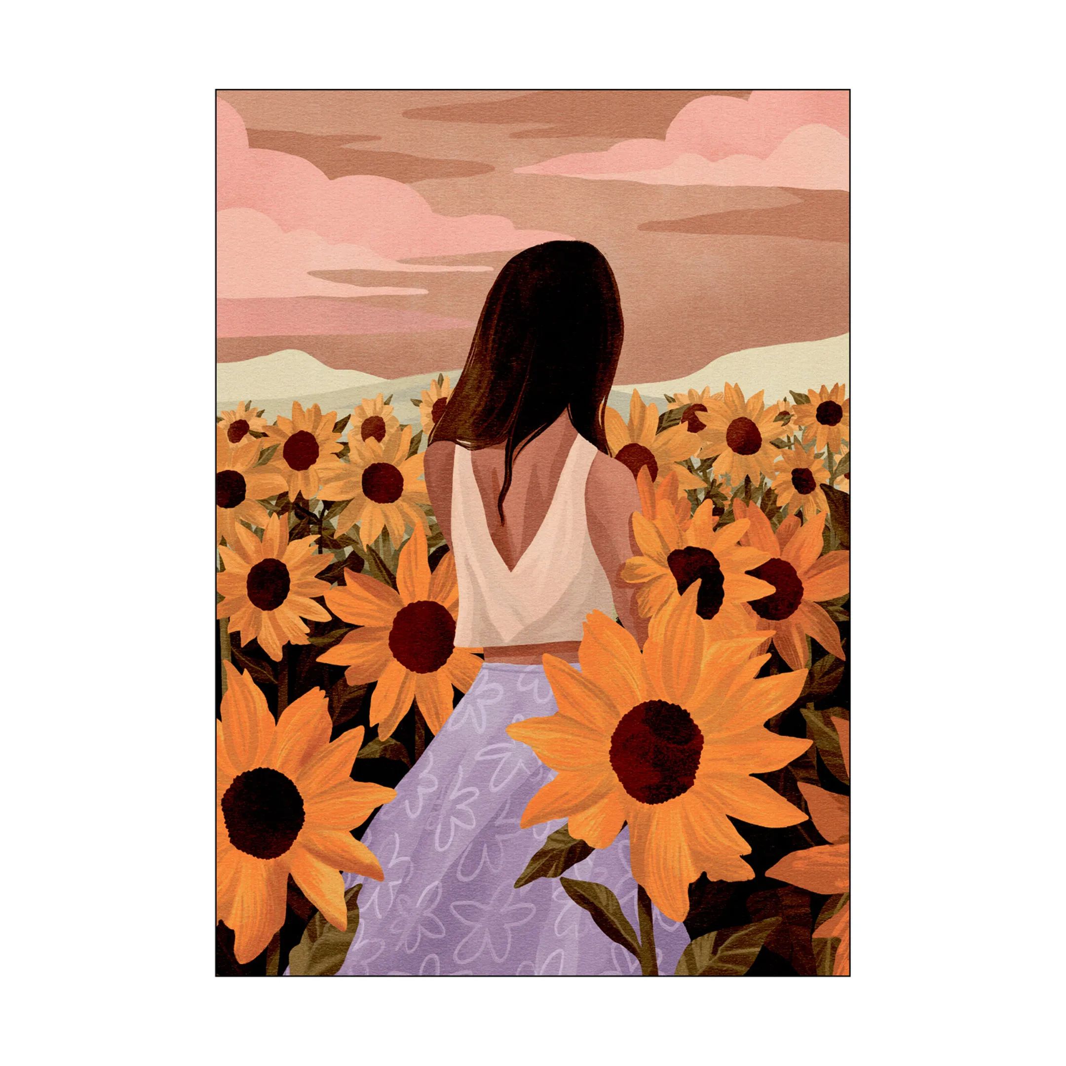 Poster&Frame Plakater Plakat - Sunflower Evenings i Multifarvet, B50 x L70 cm, 1