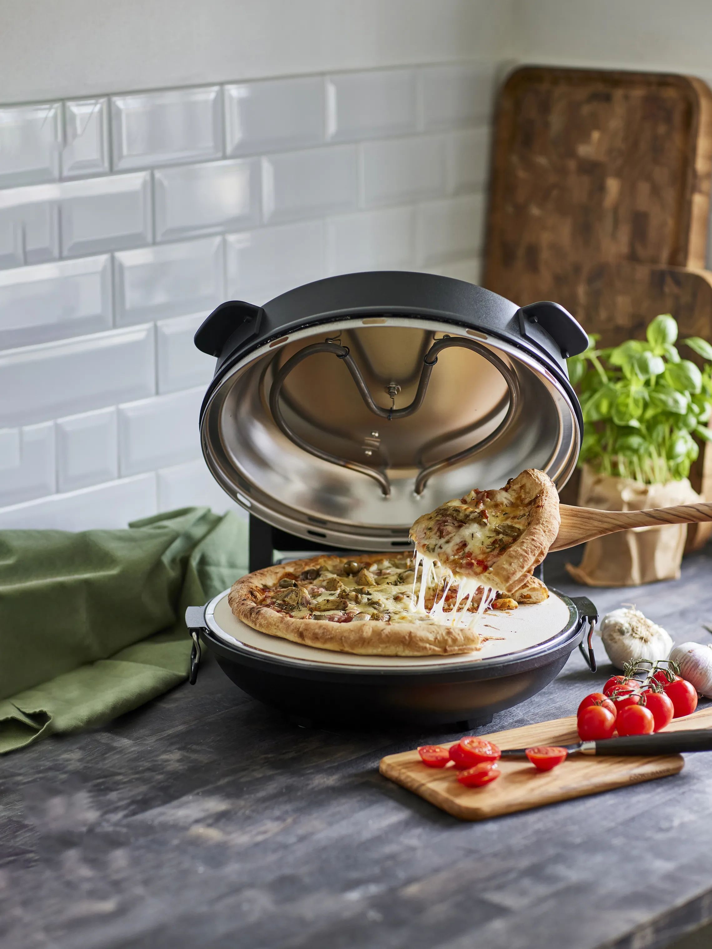 Cook & Baker Pizzaovne Pizzamaskine i Mat sort, 2