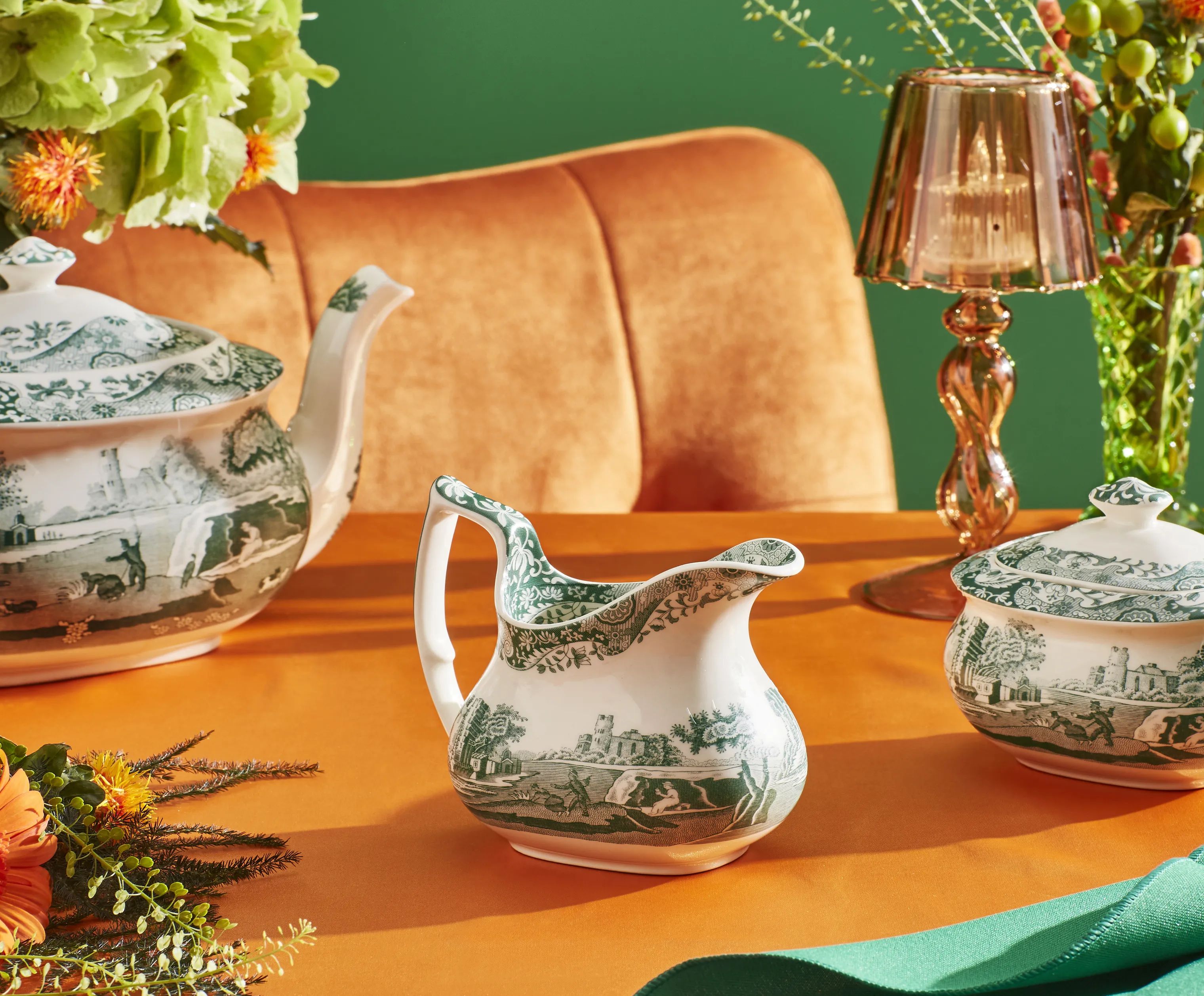 Spode Mælke- og flødekander Heritage Green Italian Flødekande i Grøn/hvid, 2