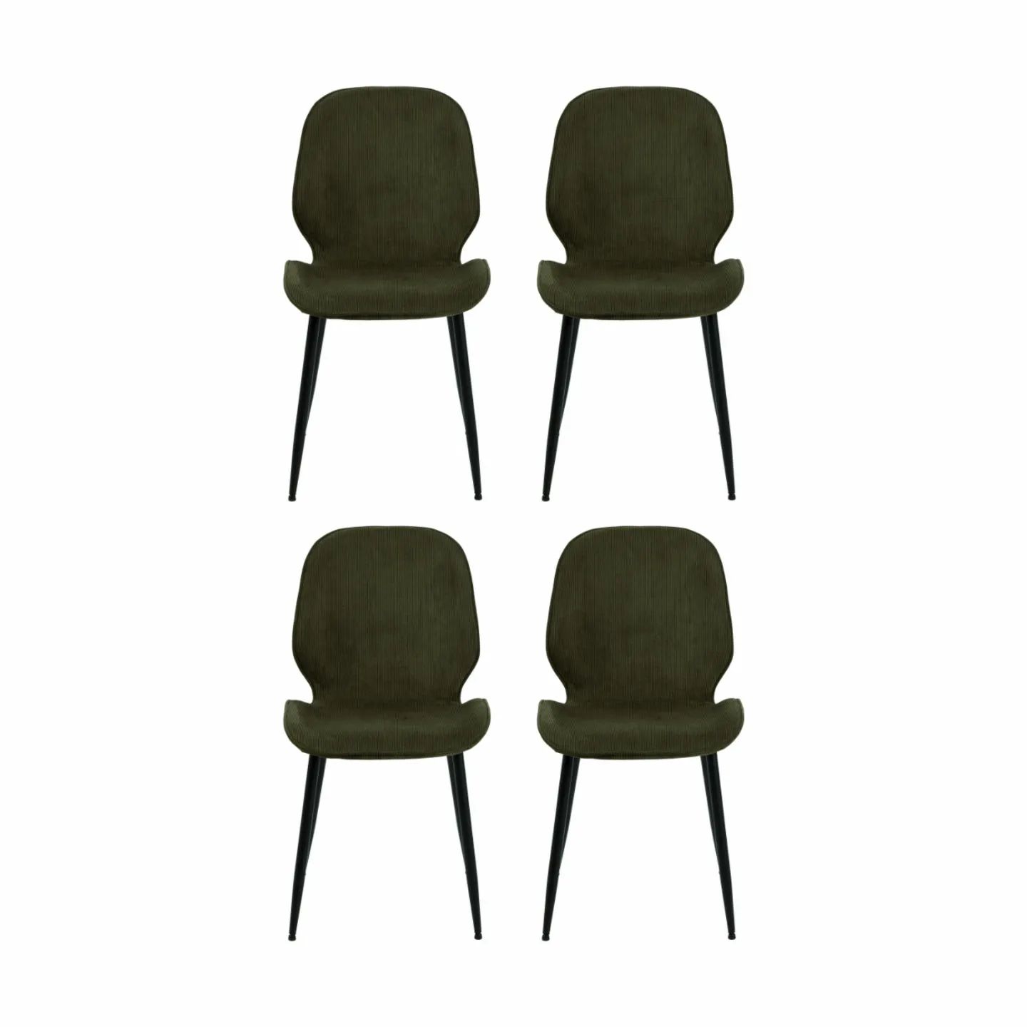 CASA Living Spisebordsstole Femke Spisebordsstol 4 stk. i olivengrøn/sort, 1