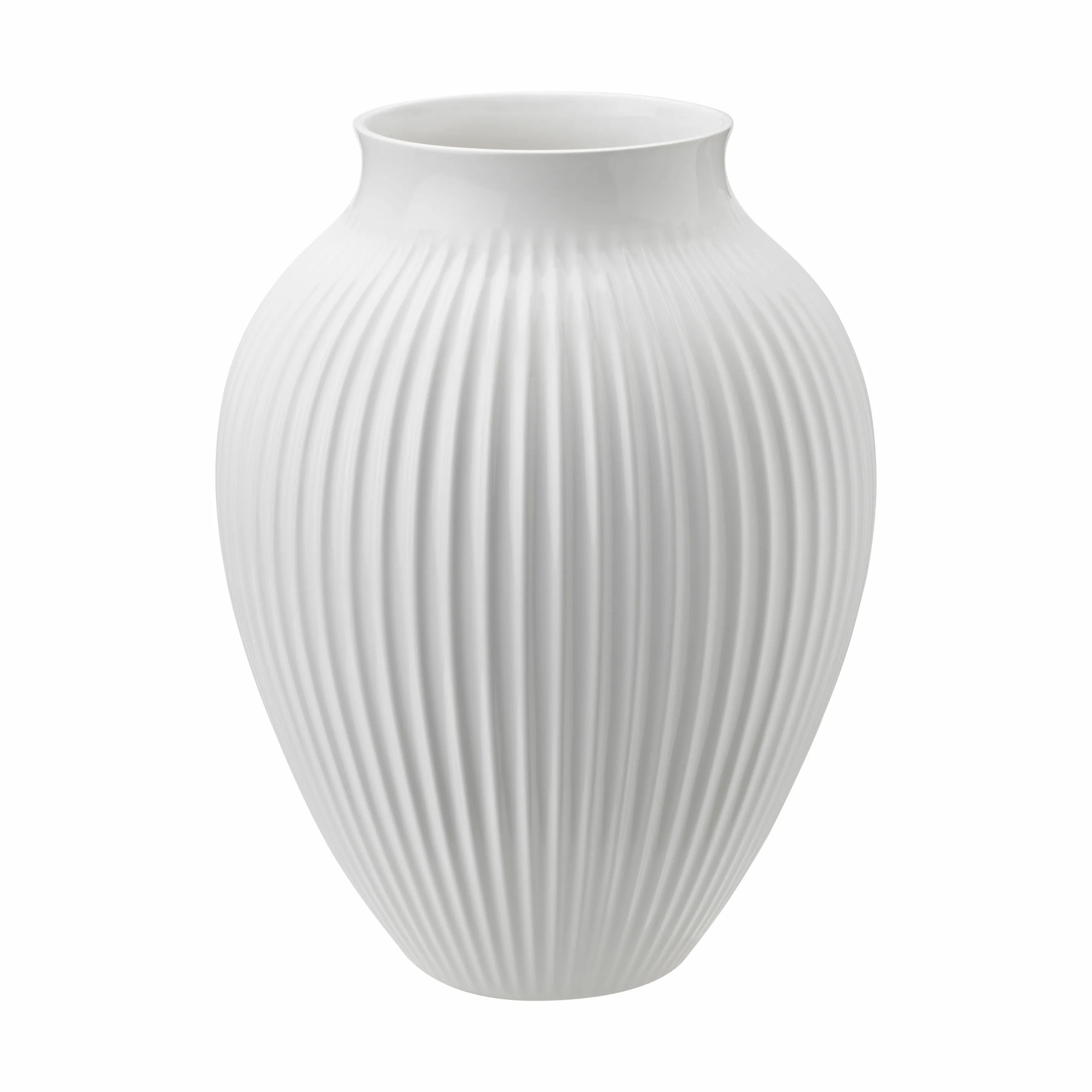 Knabstrup Keramik Vaser Riller Vase i Hvid riller, 27 cm, 1