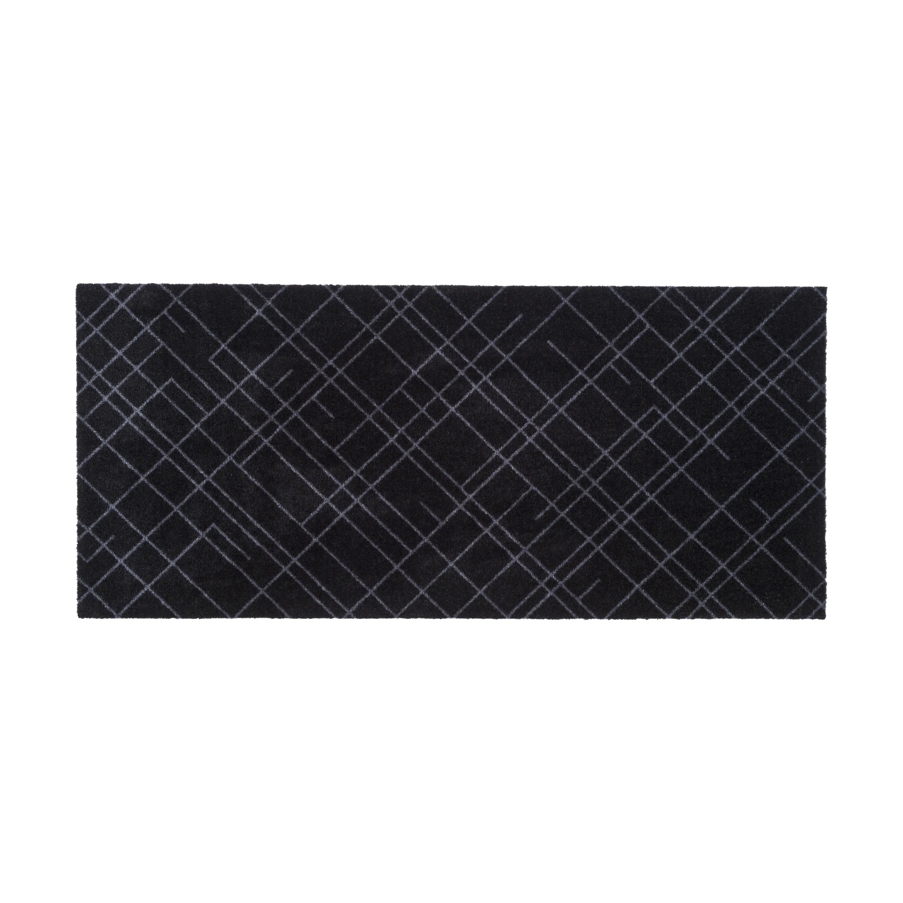 Tica Copenhagen Dørmåtter Lines Gulvmåtte i Sort/grå, B67 x L150 cm, 1