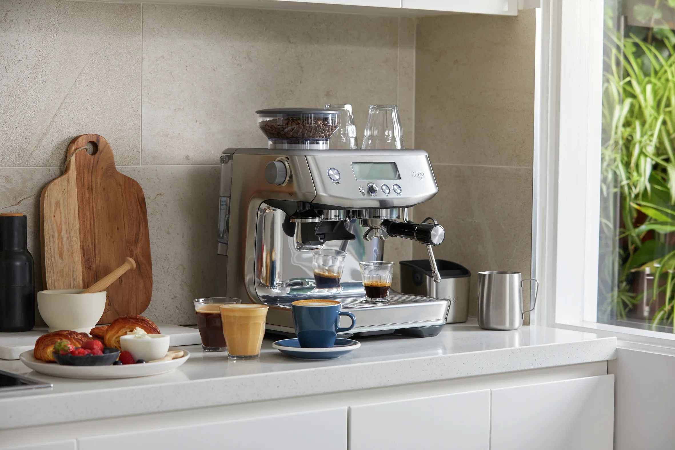 Sage Espressomaskiner Barista Pro Espressomaskine i Sølvfarvet, 2