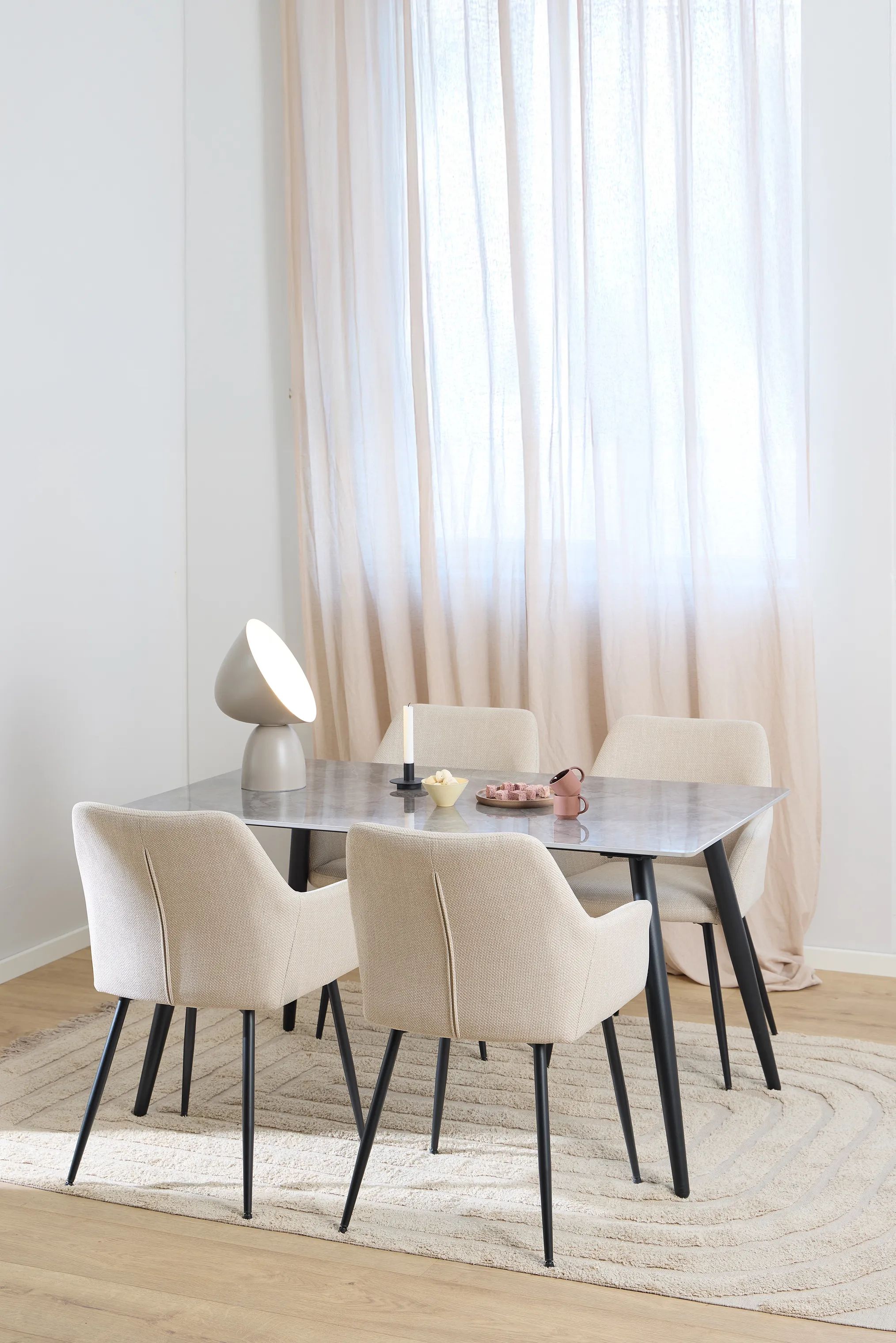 CASA Living Spiseborde Wicklow Spisebordssæt - 5 dele i Grå/beige, 2