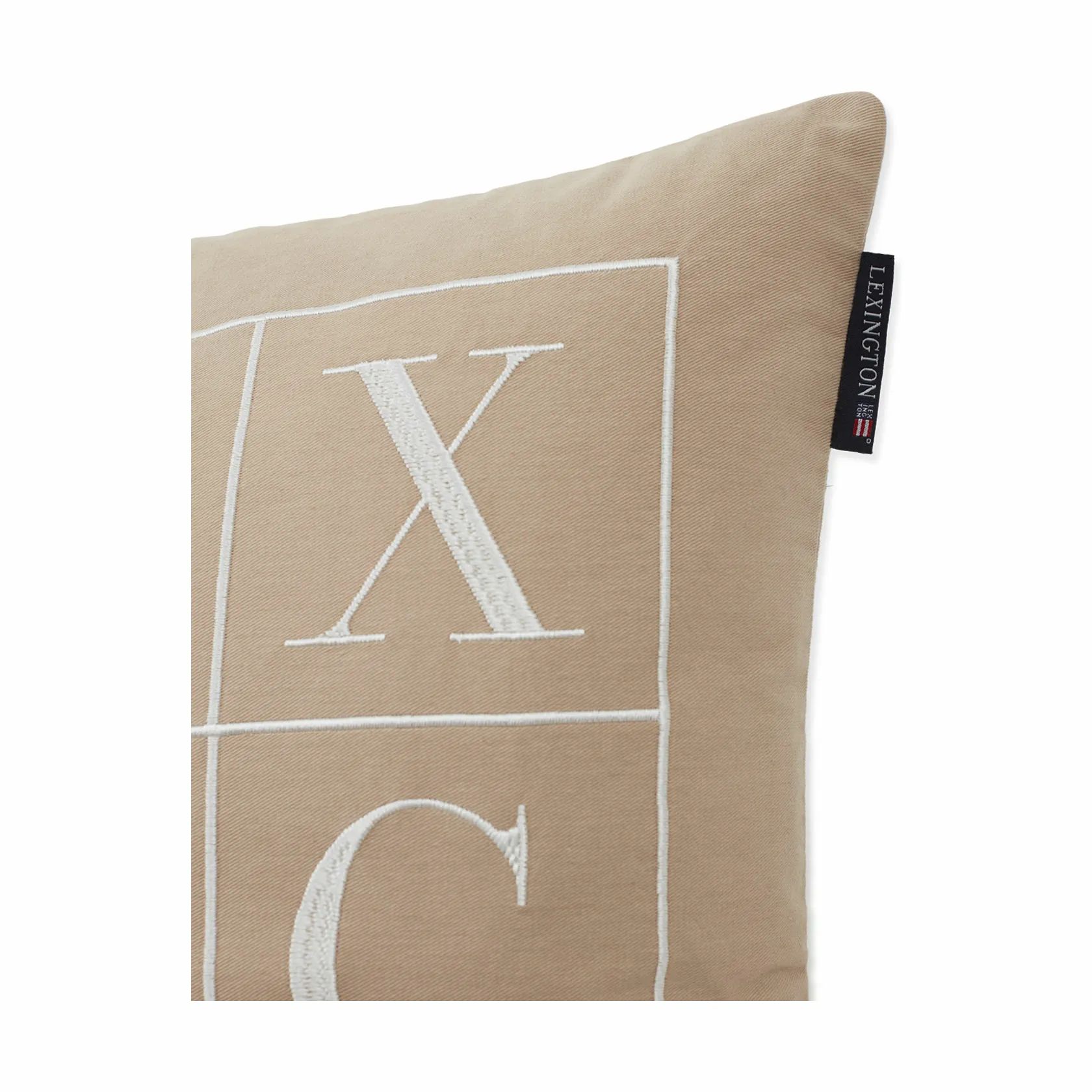 Lexington Pyntepudebetræk Logo Cotton Twill Pudebetræk i Beige, 3