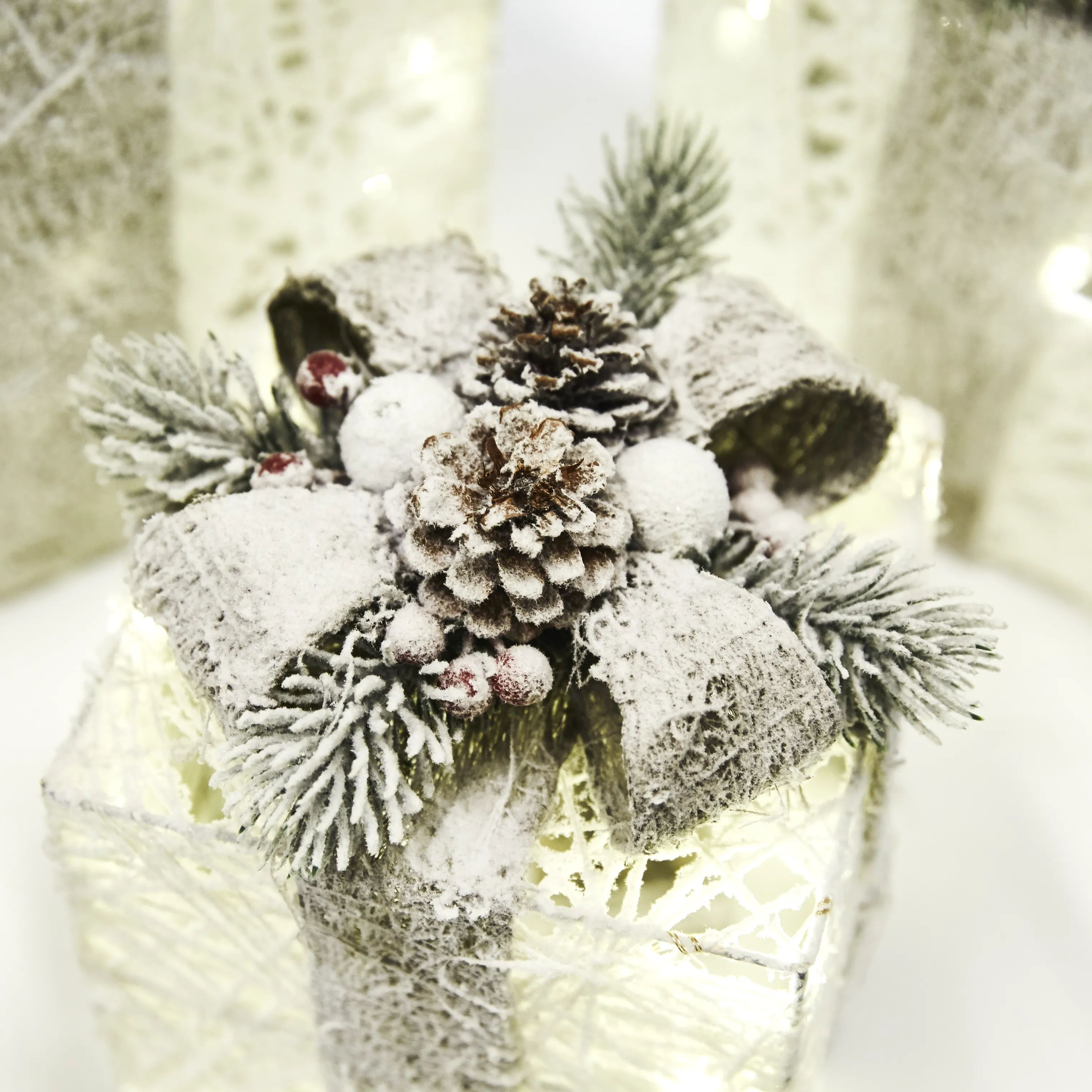 Nordic Winter Øvrigt julepynt Julepakker med lys - 3 stk. i Hvid, 3