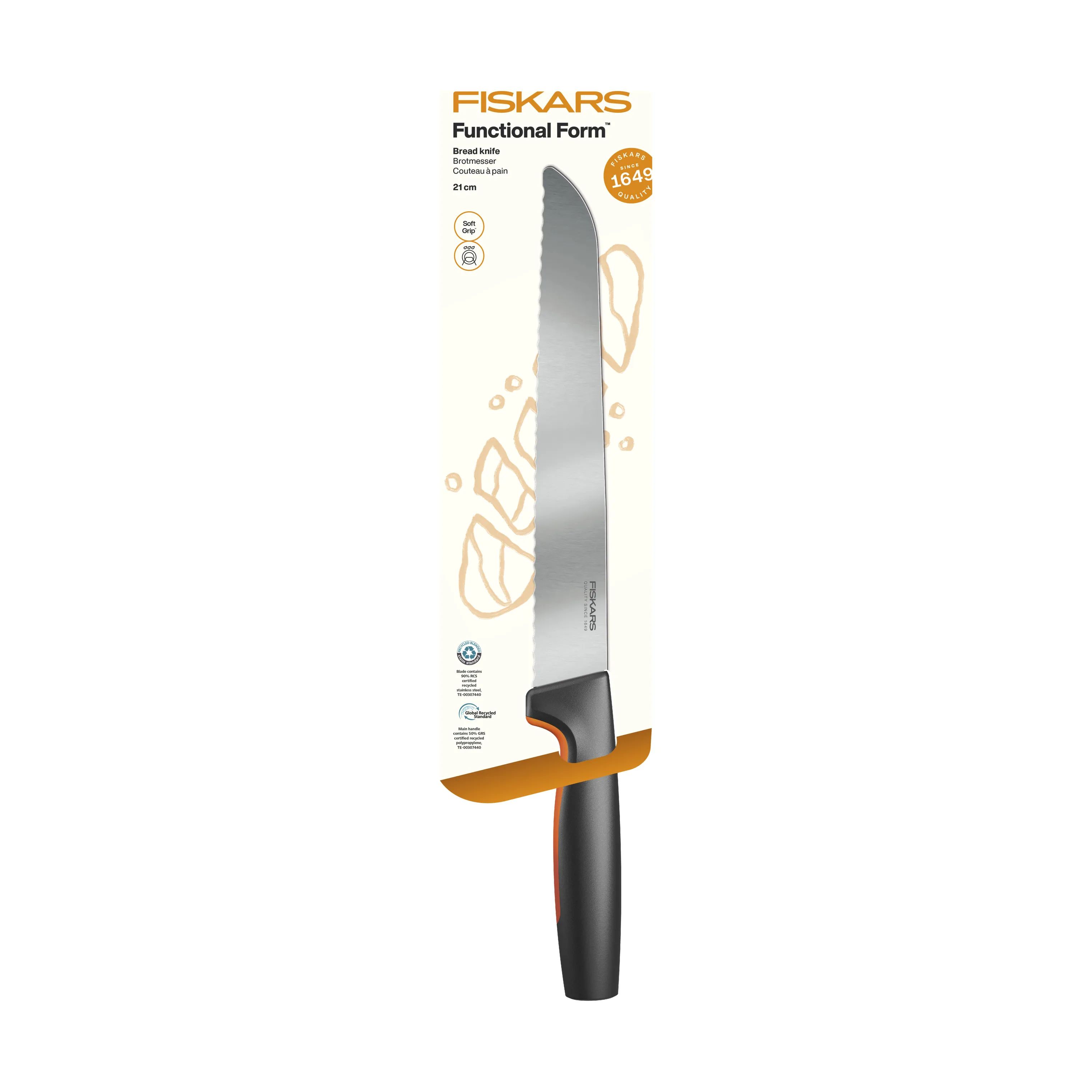 Fiskars Brødknive Functional Form Brødkurv i Sort/Orange, 4