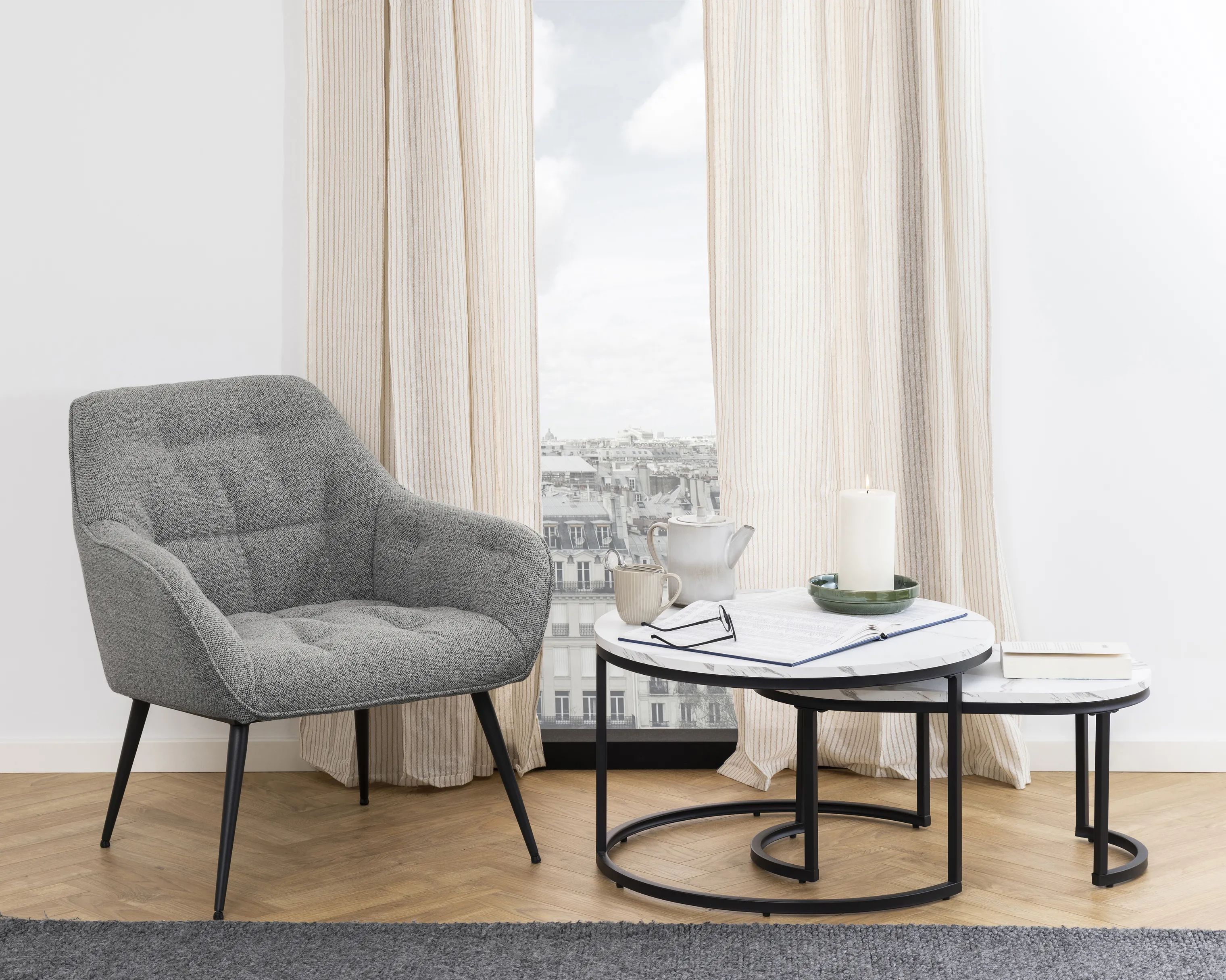 CASA Living Sofaborde Spiro Sofabord - 2 stk i Hvid/sort, 2