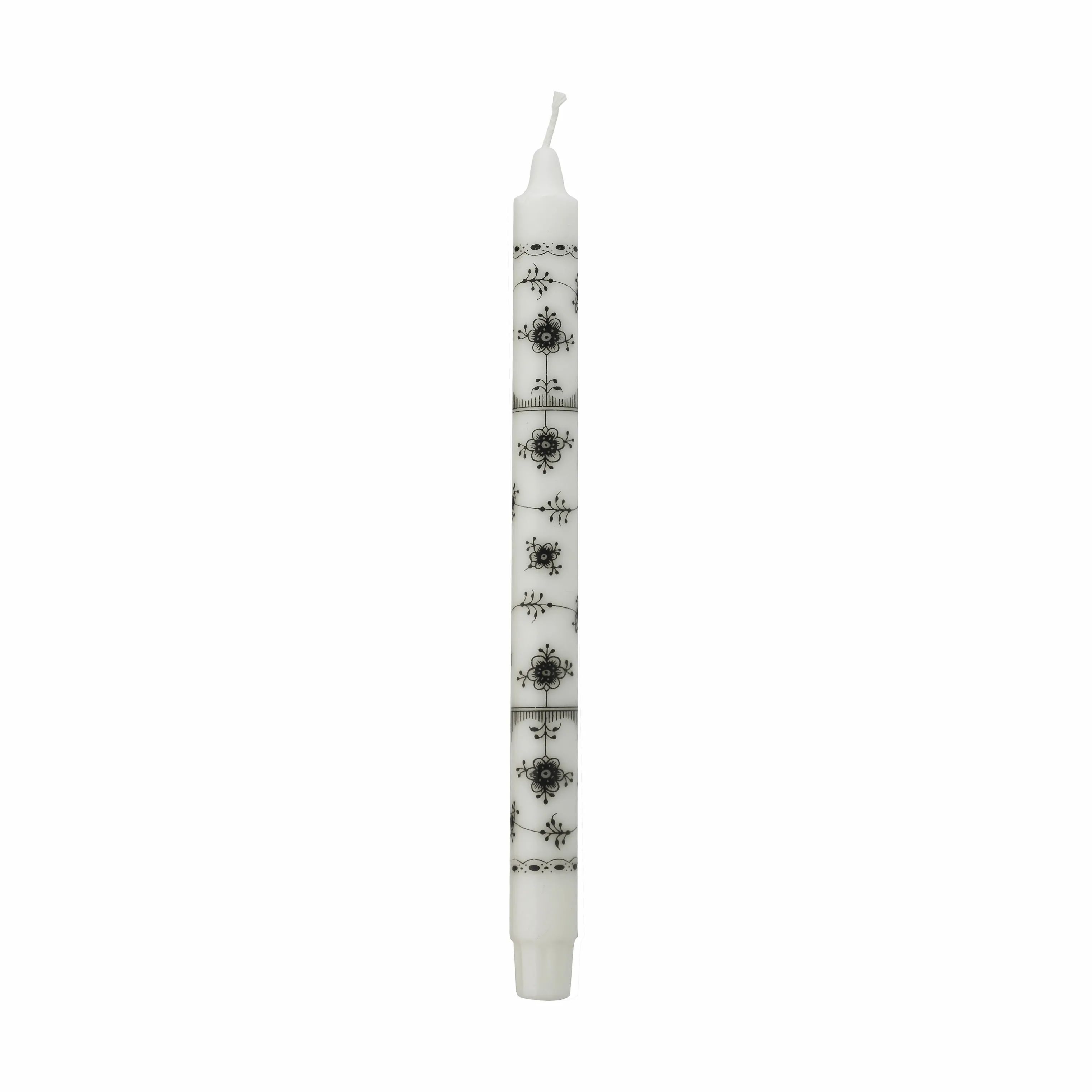 Kunstindustrien Kronelys Musselmalet Stagelys - 4 stk. i Musselmalet Sort, 30 cm, 1