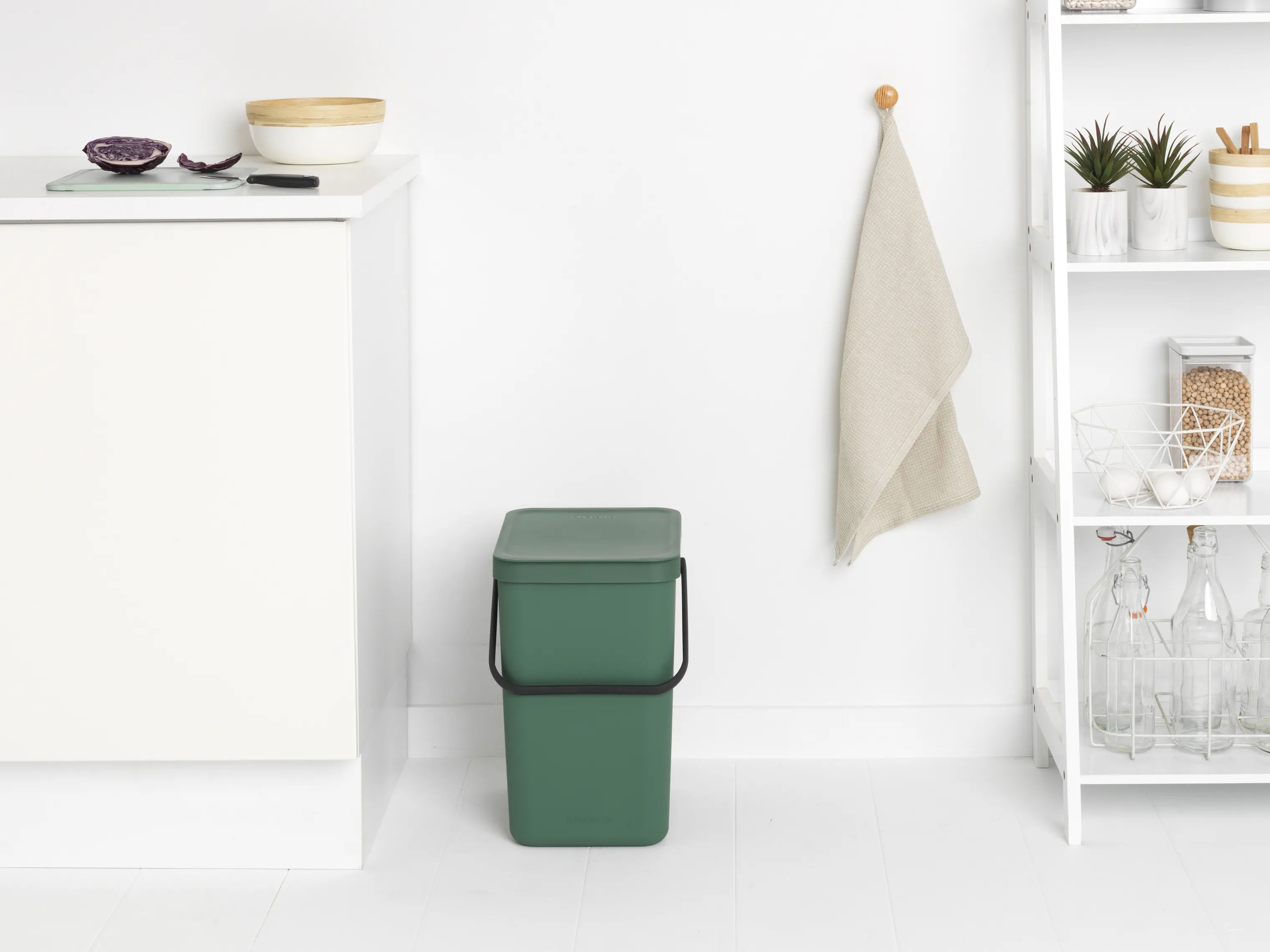 Brabantia Spande uden pedal Sort & Go Affaldsspand i Grøn, 25 L, 2