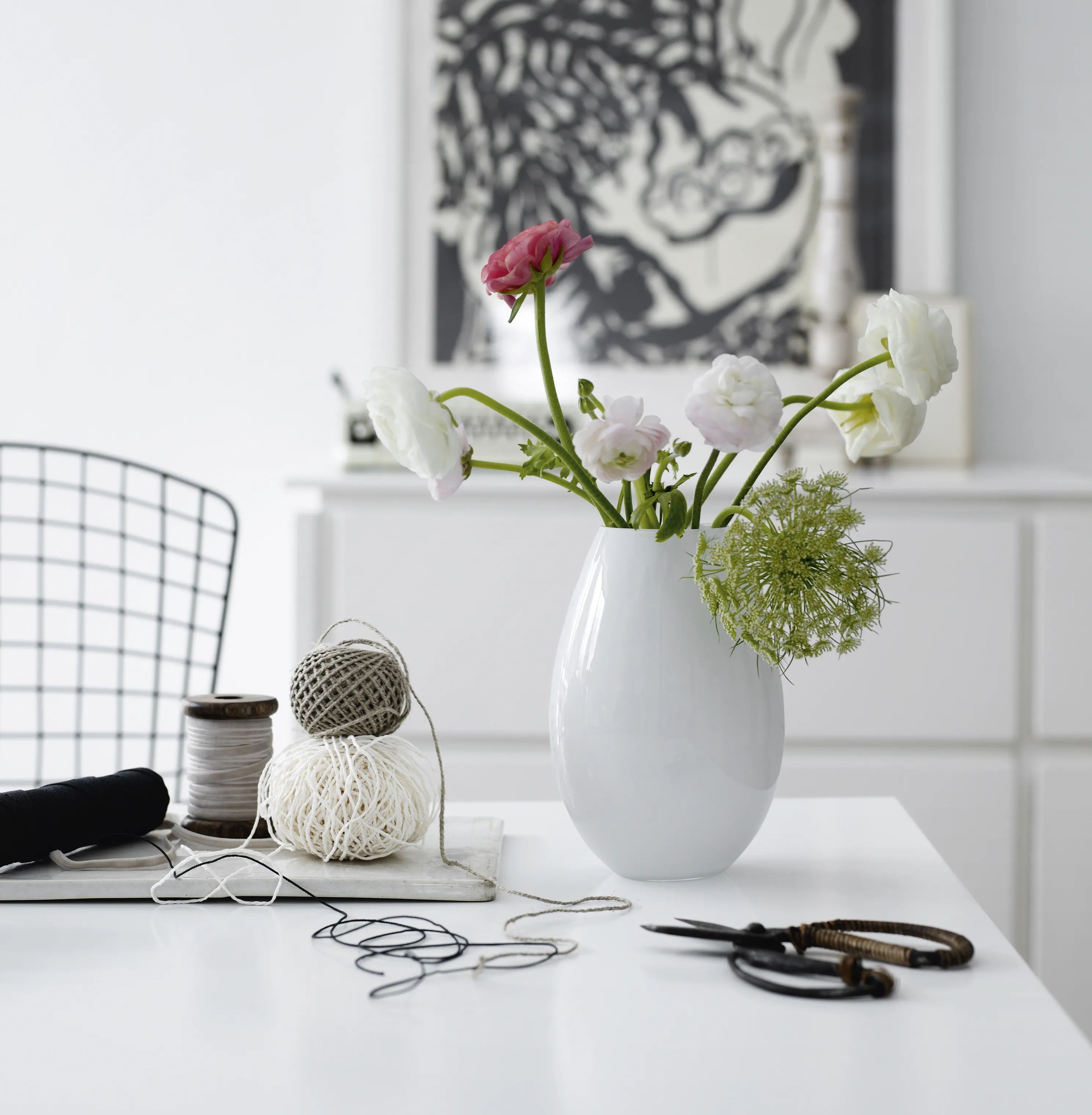Holmegaard Vaser Cocoon Vase i Hvid, 20,5 cm, 2