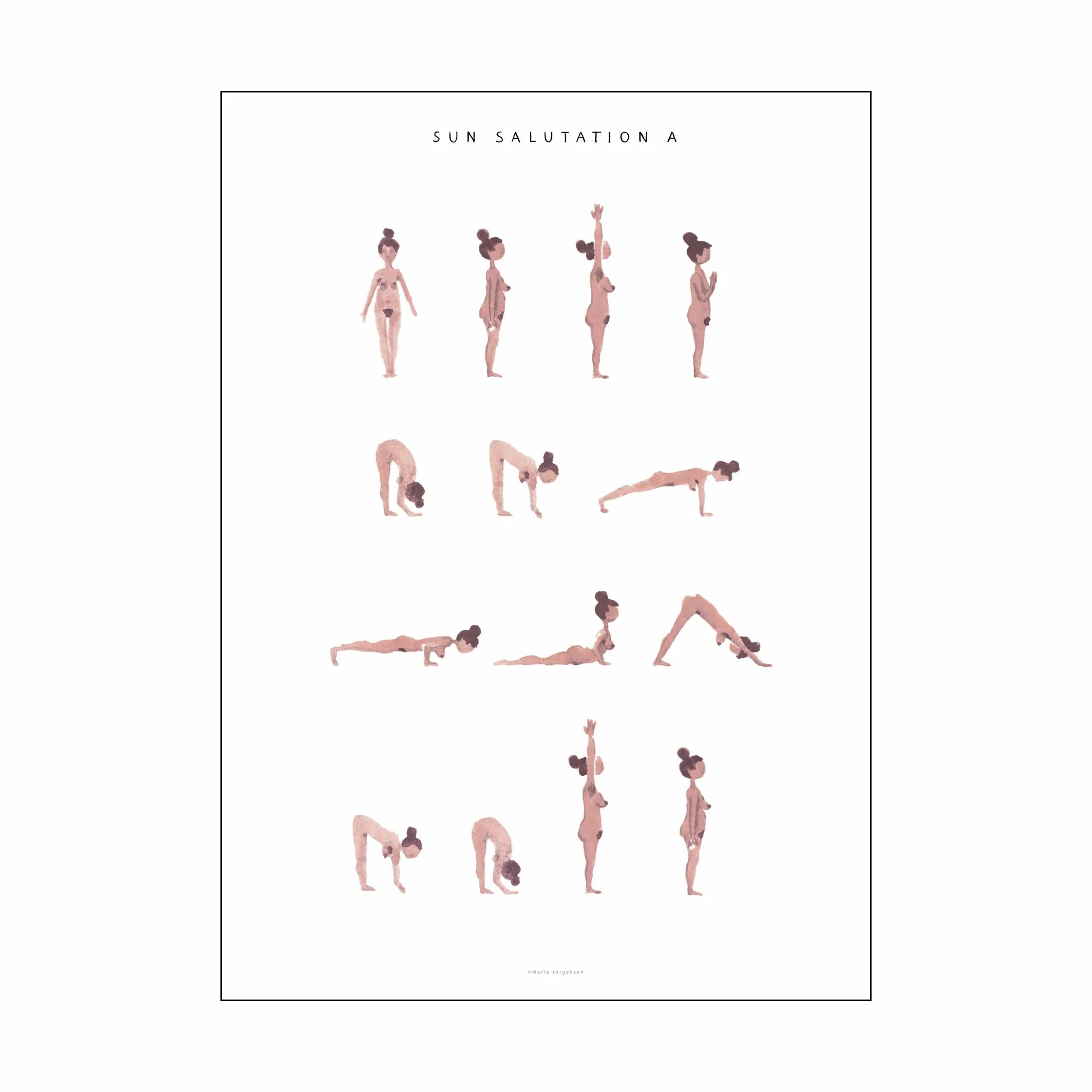 Poster&Frame Plakater plakat - Sun salutation a woman i Pink, B50 x L70 cm, 1