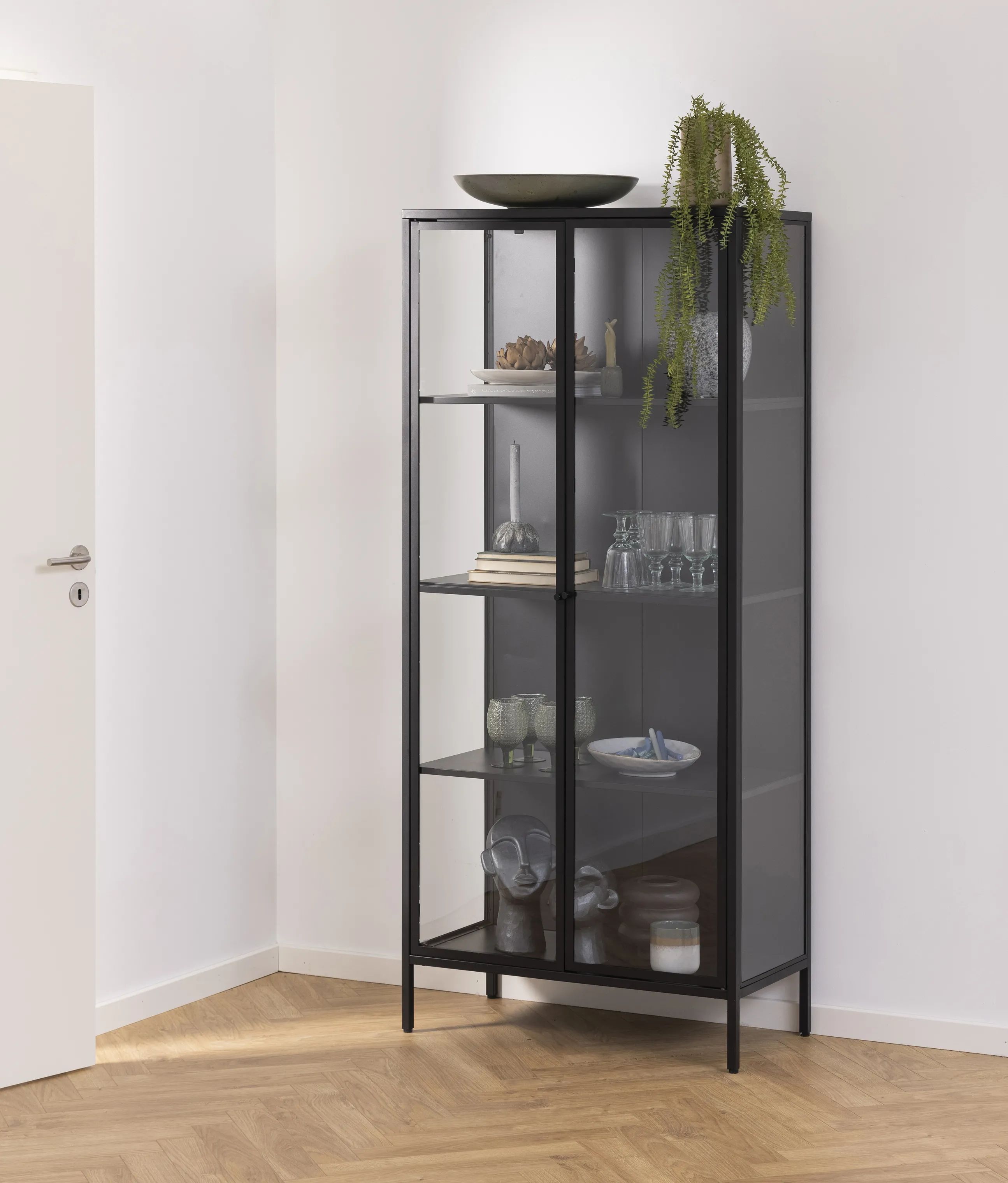 CASA Living Reoler og tilbehør Newcastle Vitrine i Sort, H180 x B80 x L40 cm, 2