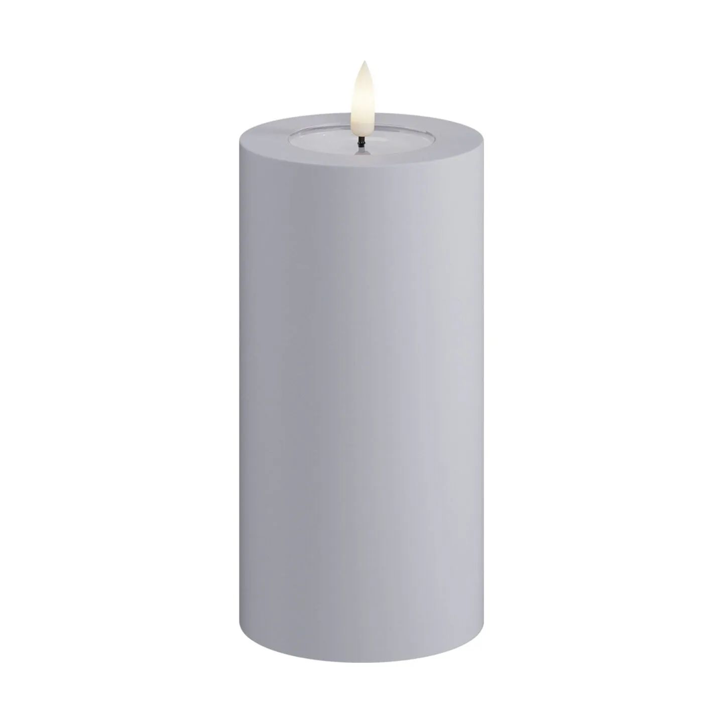 Deluxe Homeart LED-lys Real Flame LED Udendørs Bloklys i Støvet Blå, H15 x Ø7,5 cm, 1