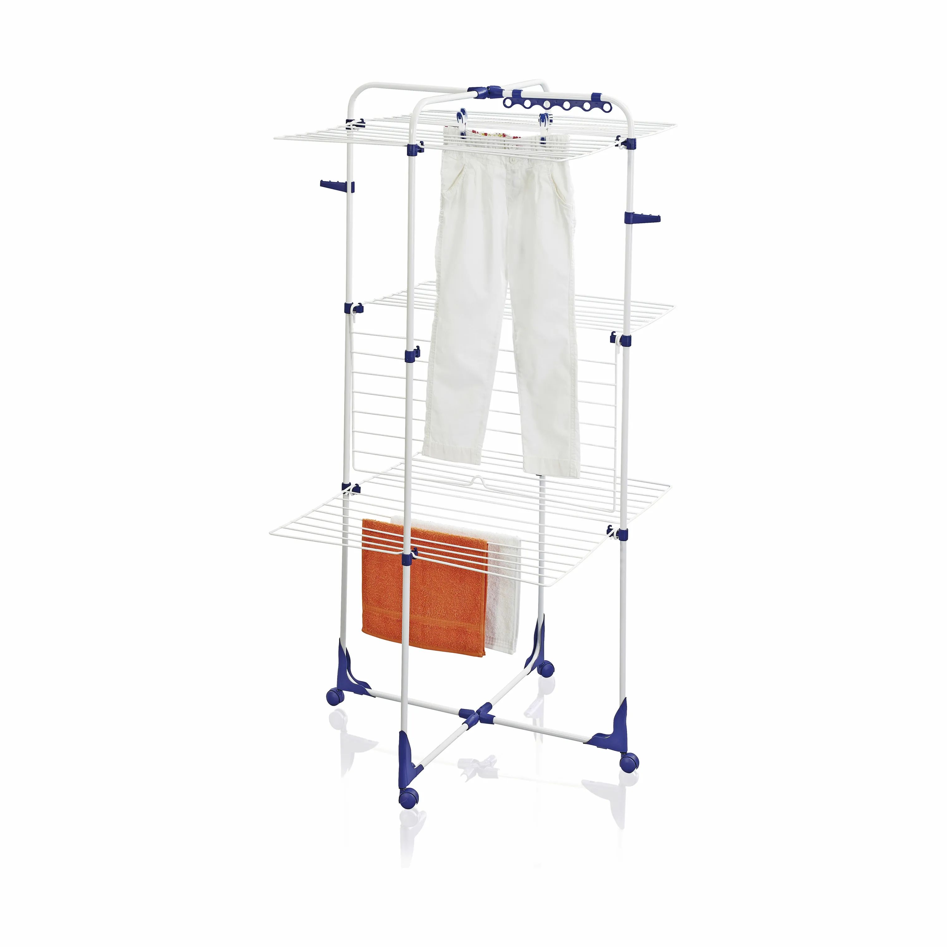 Leifheit Tørrestativer Classic Tower 340 Tørrestativ i Hvid/blå, 146 cm, 2
