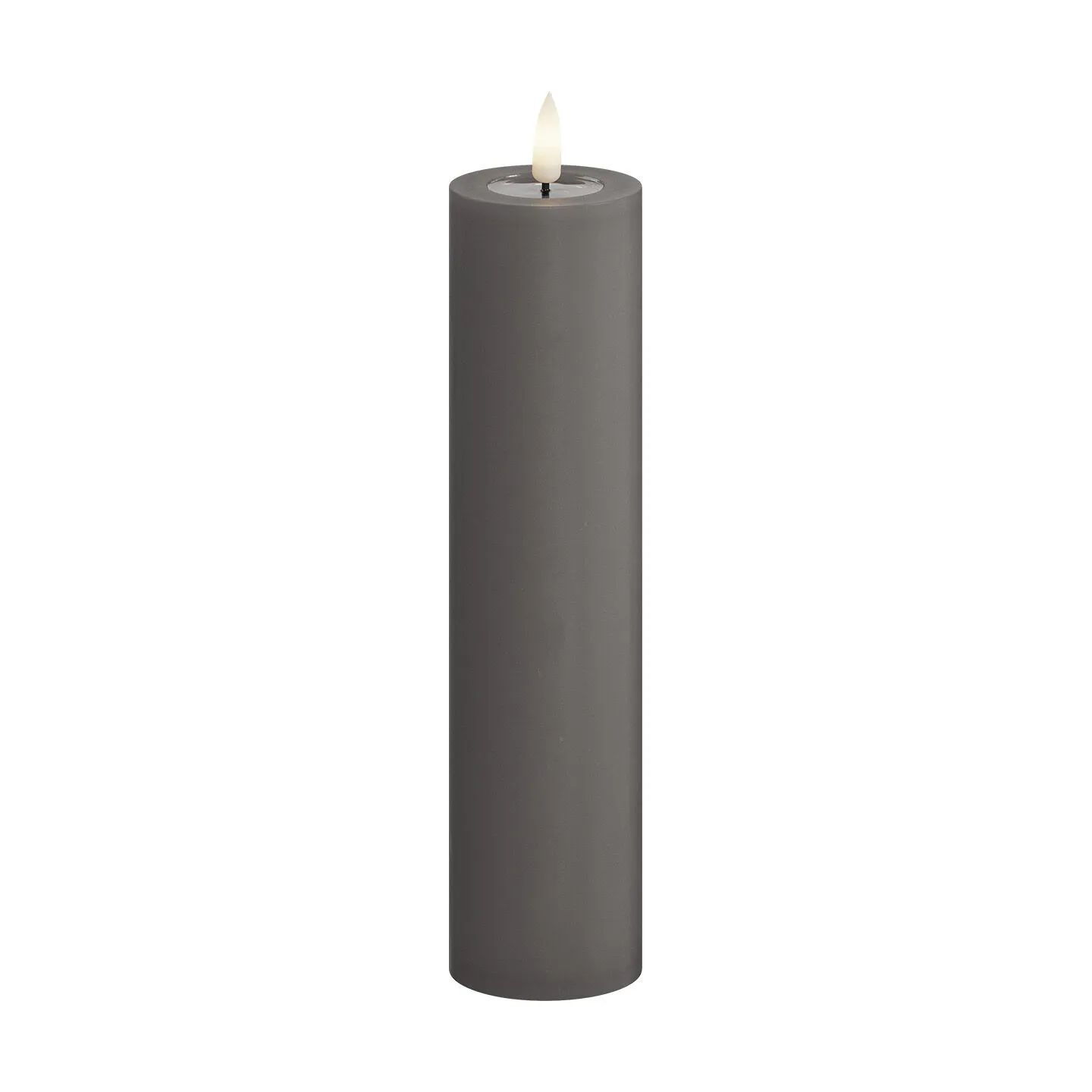 Deluxe Homeart LED-lys Real Flame LED Bloklys i Grå, 20 cm, 1