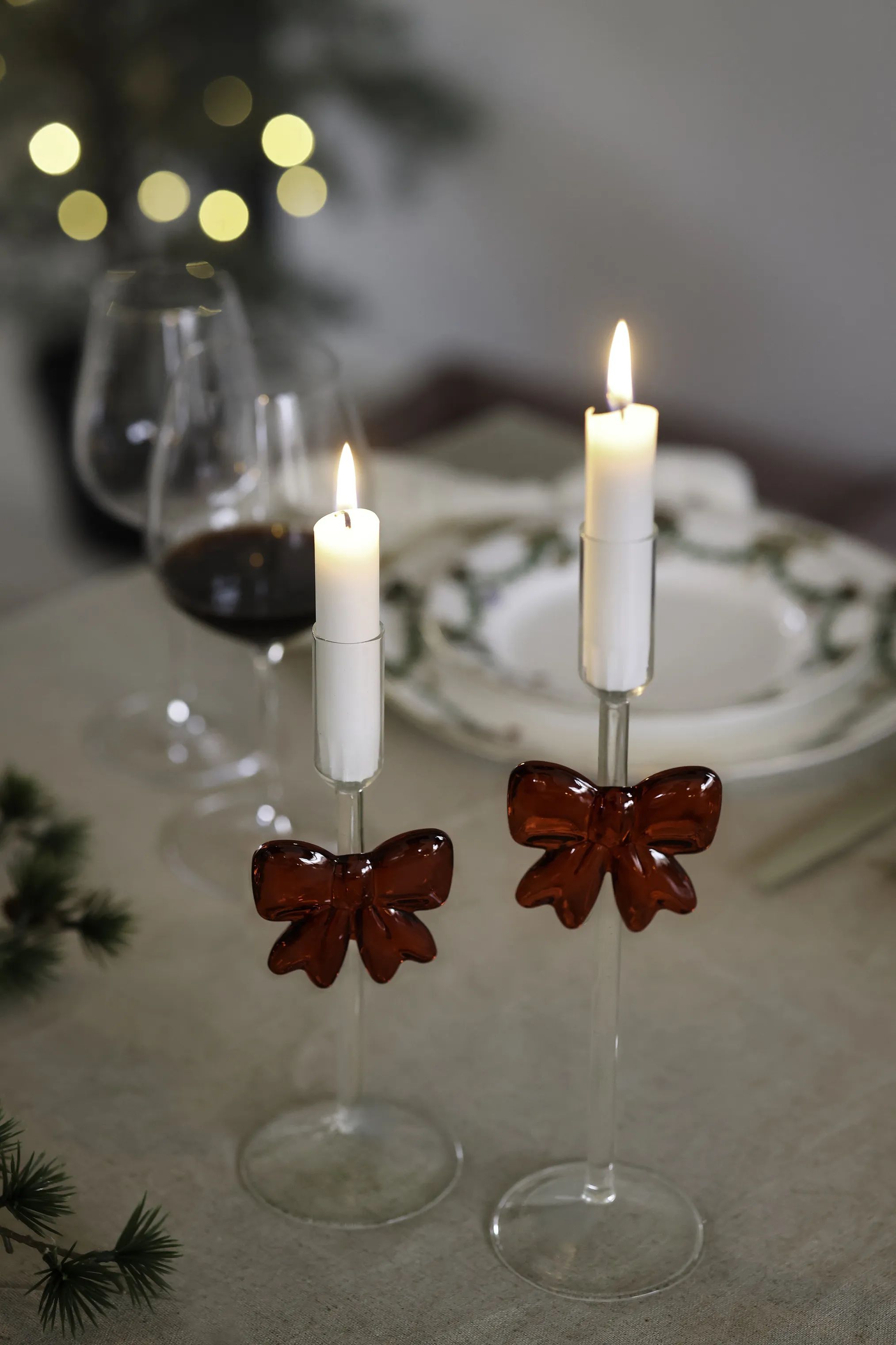 Casa Christmas Kronelysestage Lysestage i Klar /med rød, 27,5 cm, 2